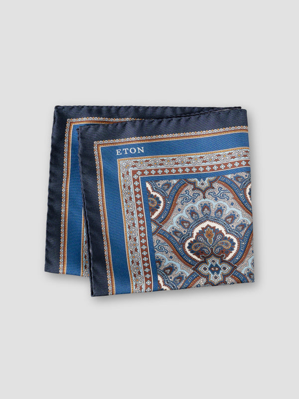 Blue Paisley Print Pocket Square