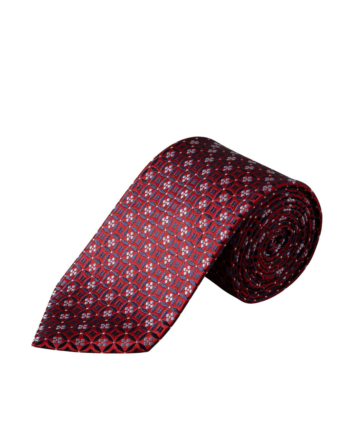 Red Geometric Woven Silk Tie