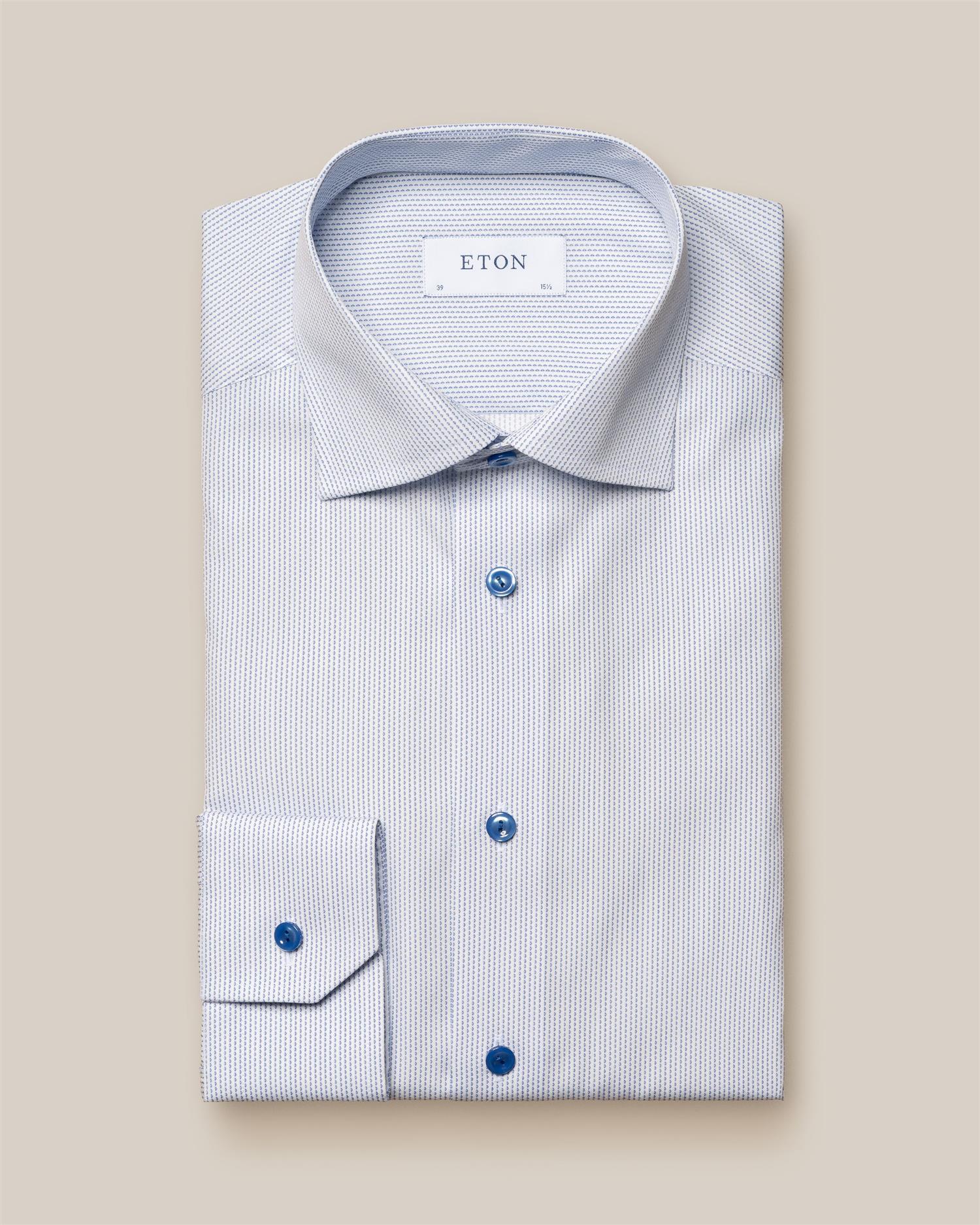 CONTEMPORARY Mid Blue Micro Print Signature Poplin Shirt