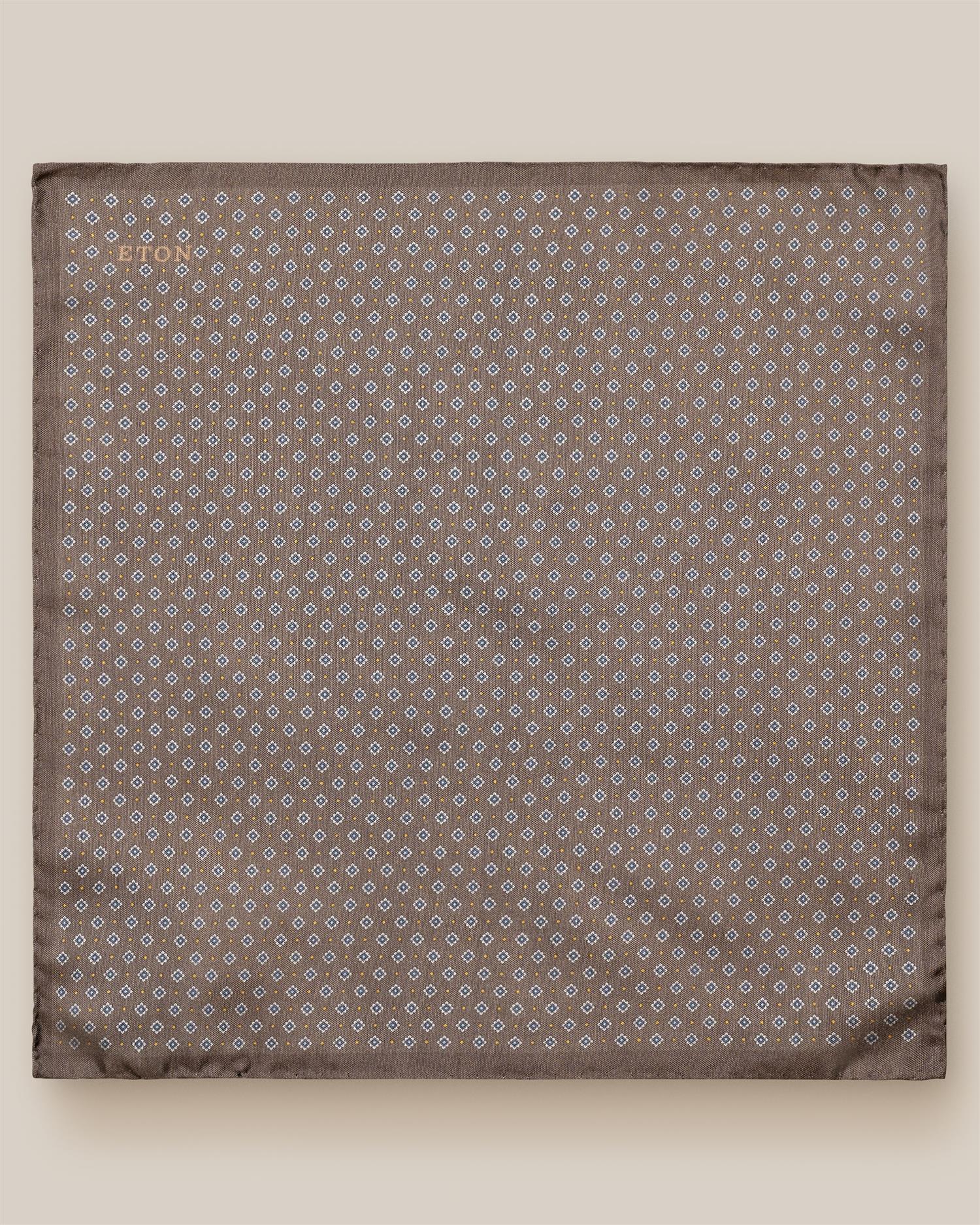 Brown Floral Tussah Silk Pocket Square