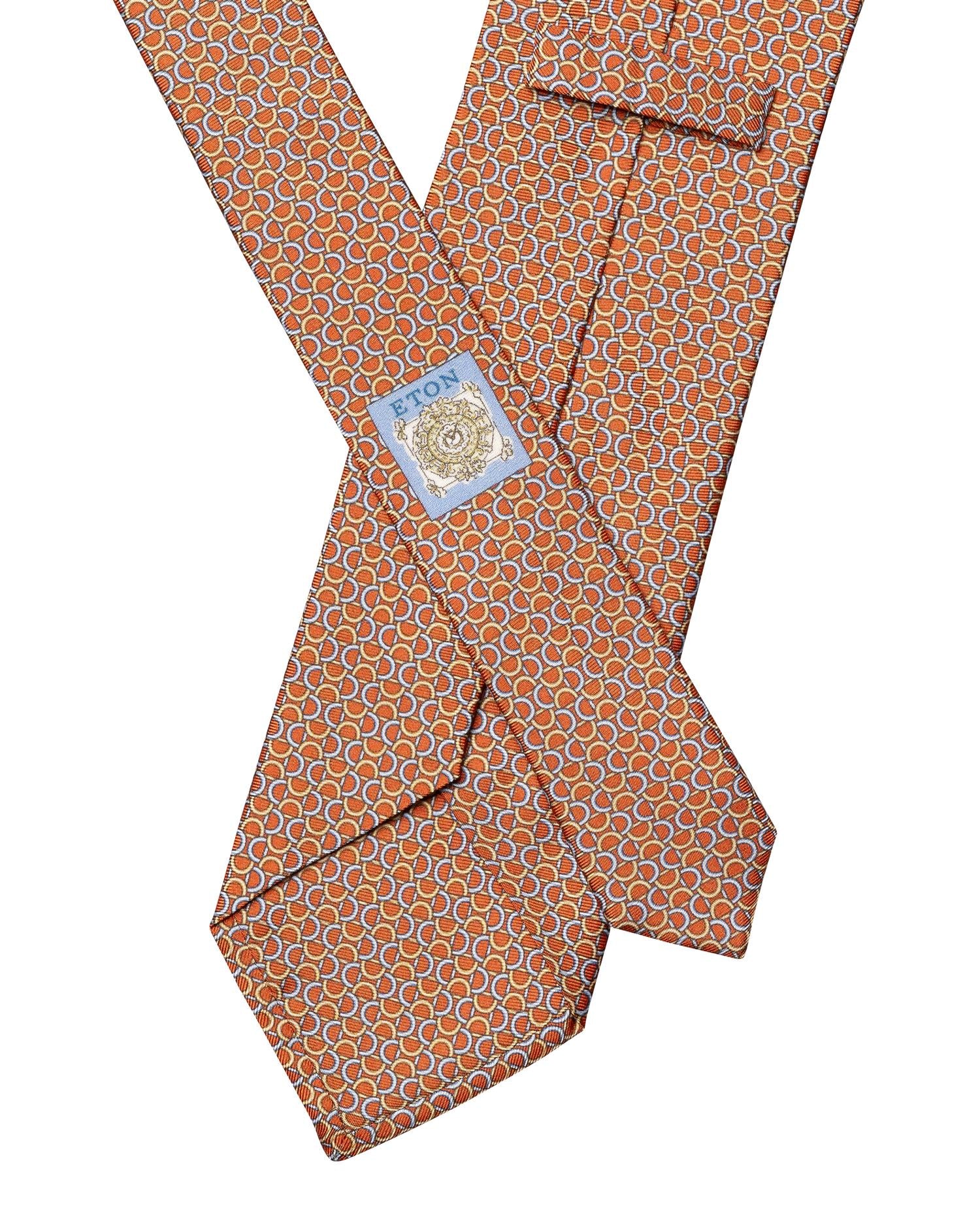 Orange Geometric Printed Silk Tie