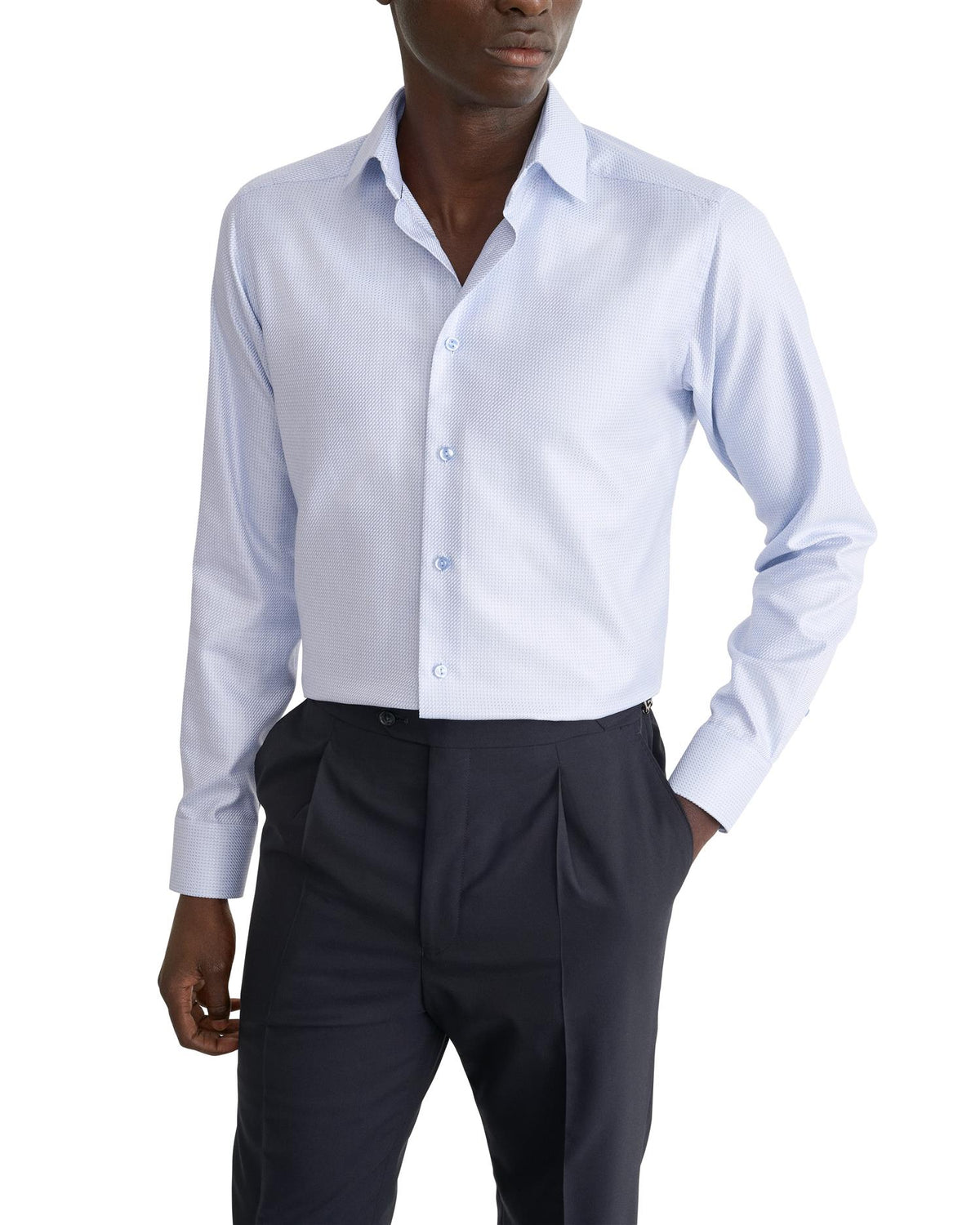 Light blue Micro Check King Twill Shirt