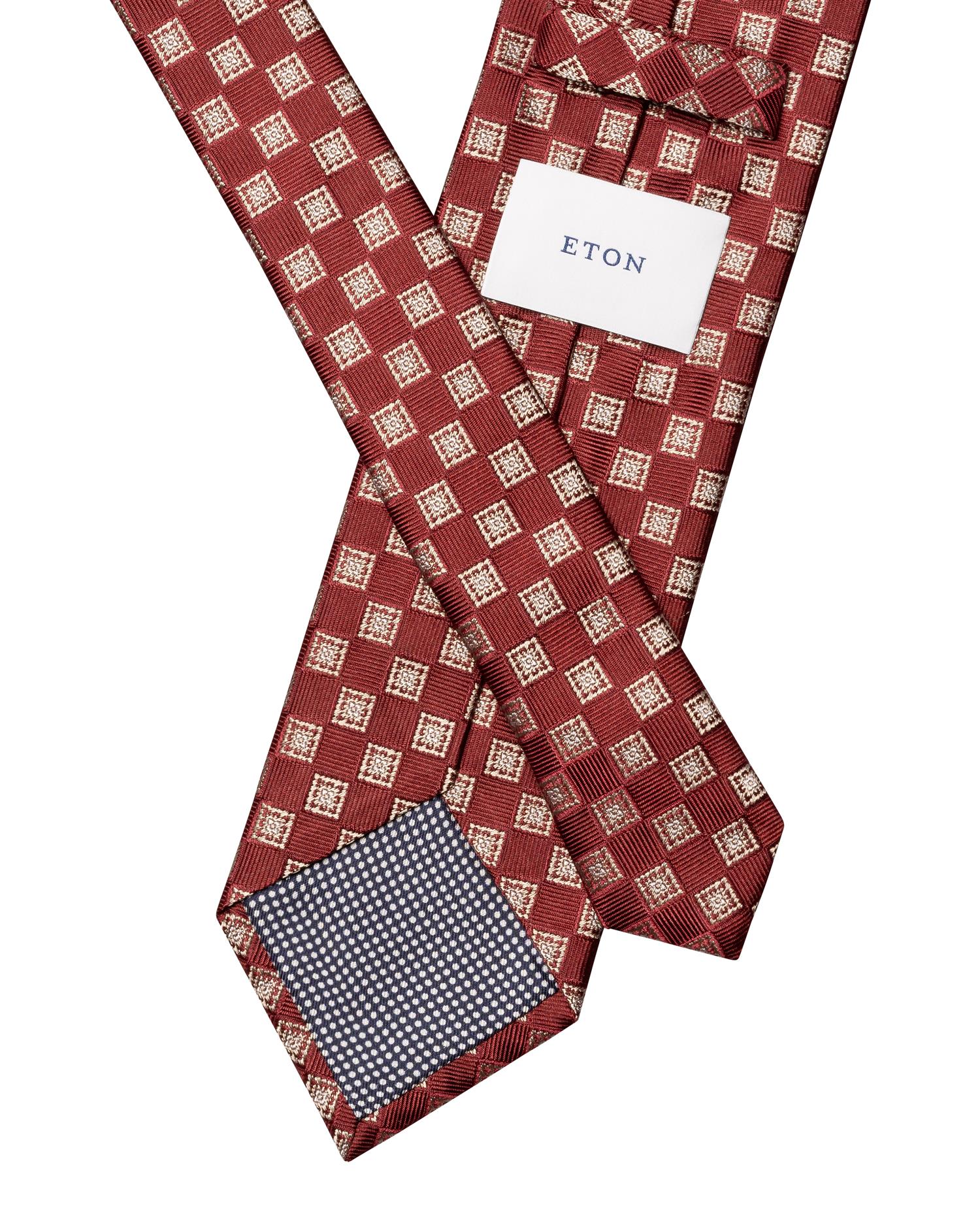 Dark Red Medallion Woven Silk Tie