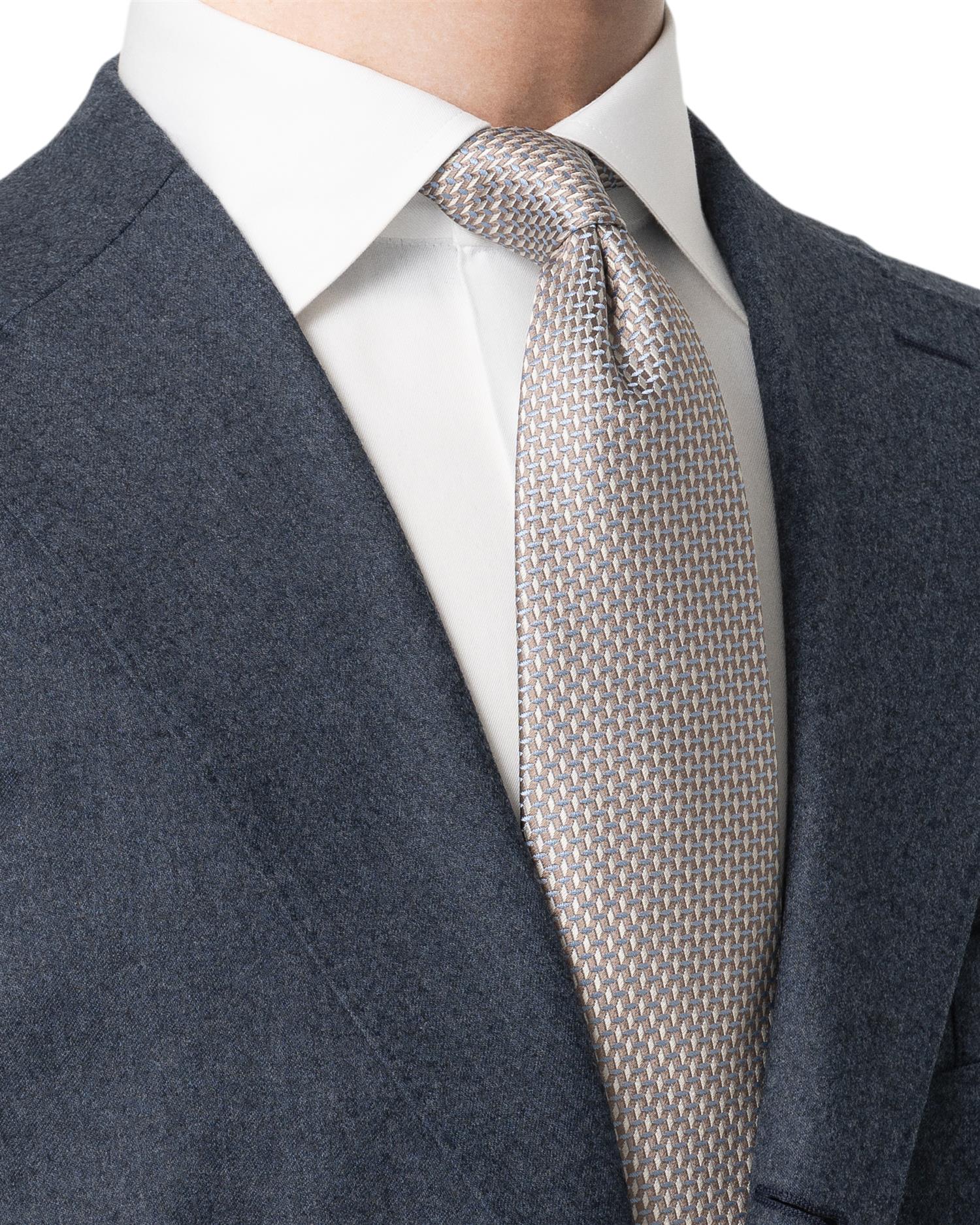 Beige Micro Geometric Woven Silk Tie