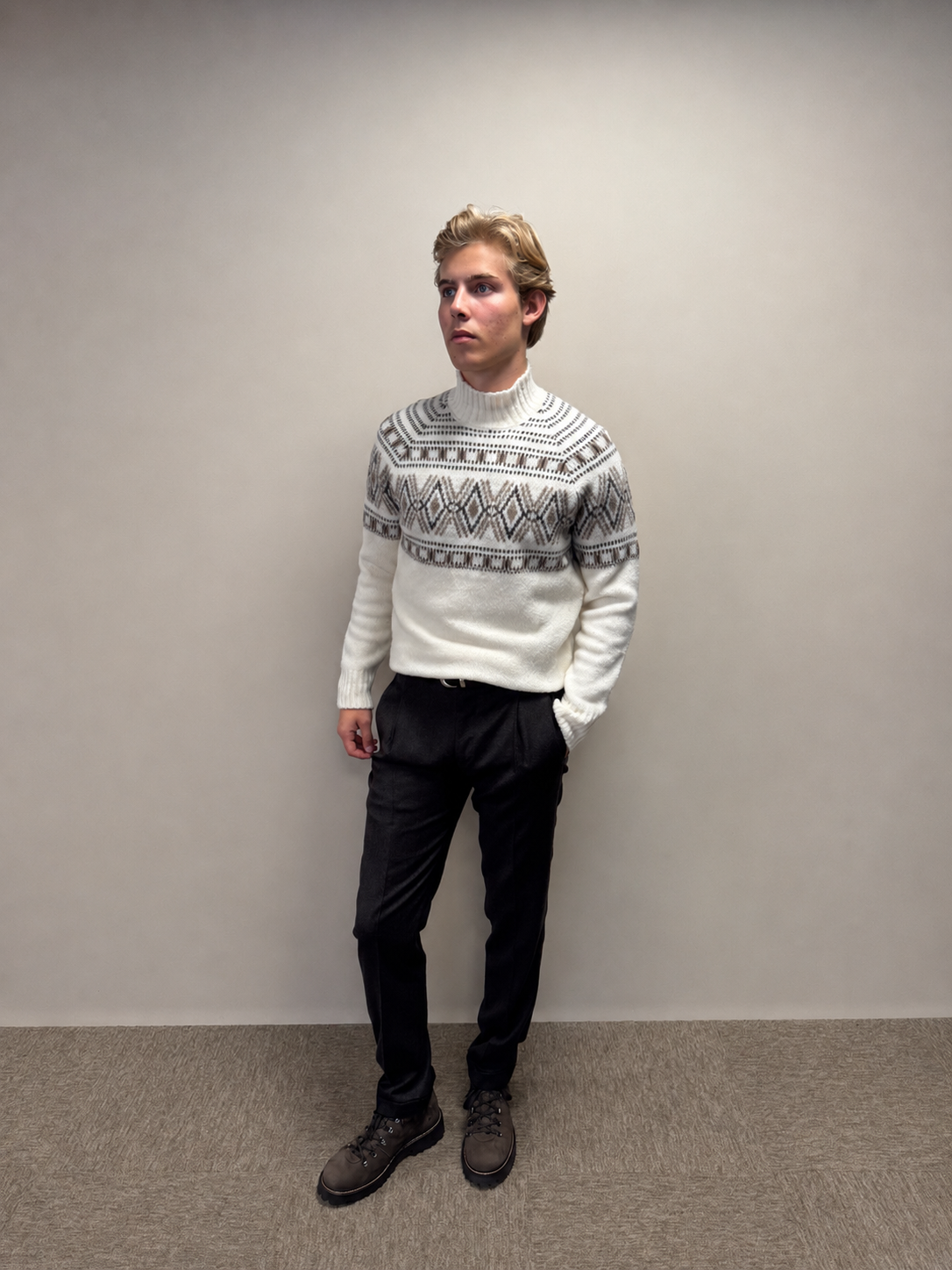 Fair Isle Mock Neck