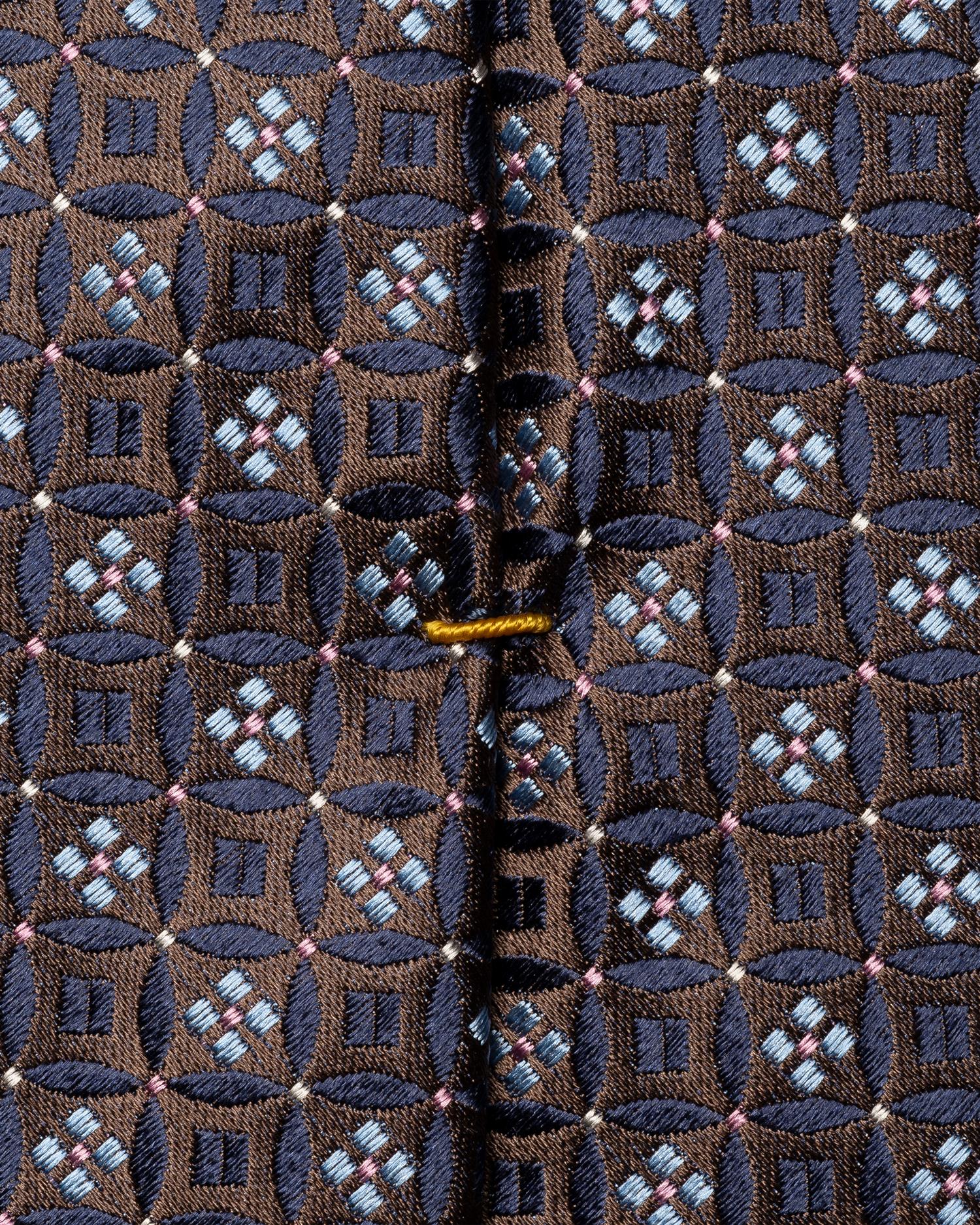 Brown Floral Medallion Woven Silk Tie