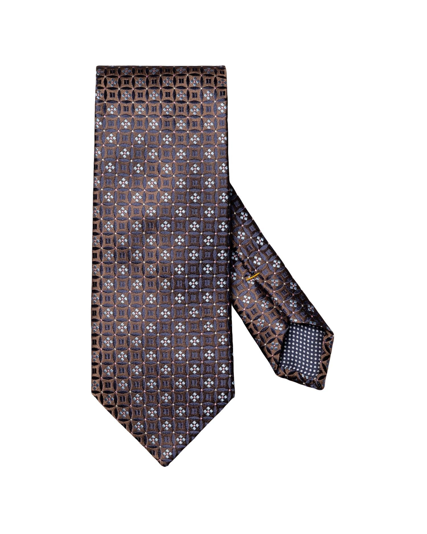 Brown Floral Medallion Woven Silk Tie