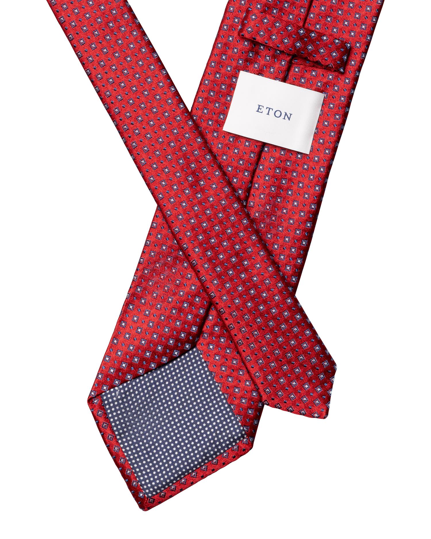 Red Geometric Woven Silk Tie