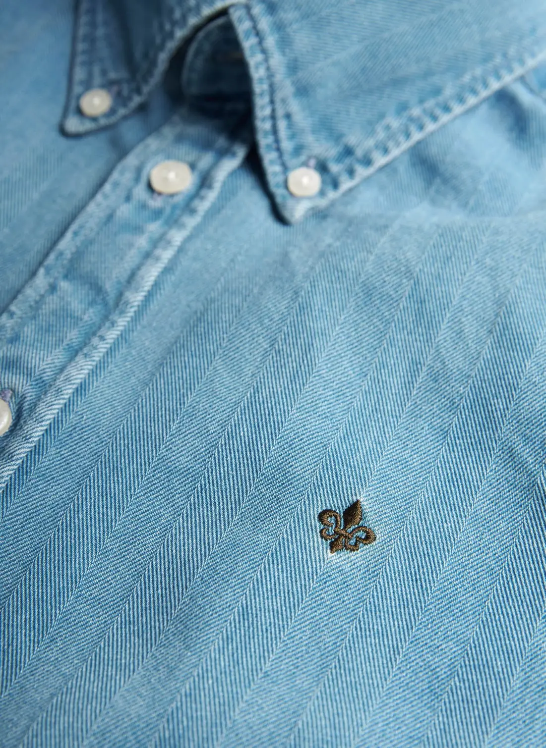 Indigo Herringbone Shirt-Slim Fit