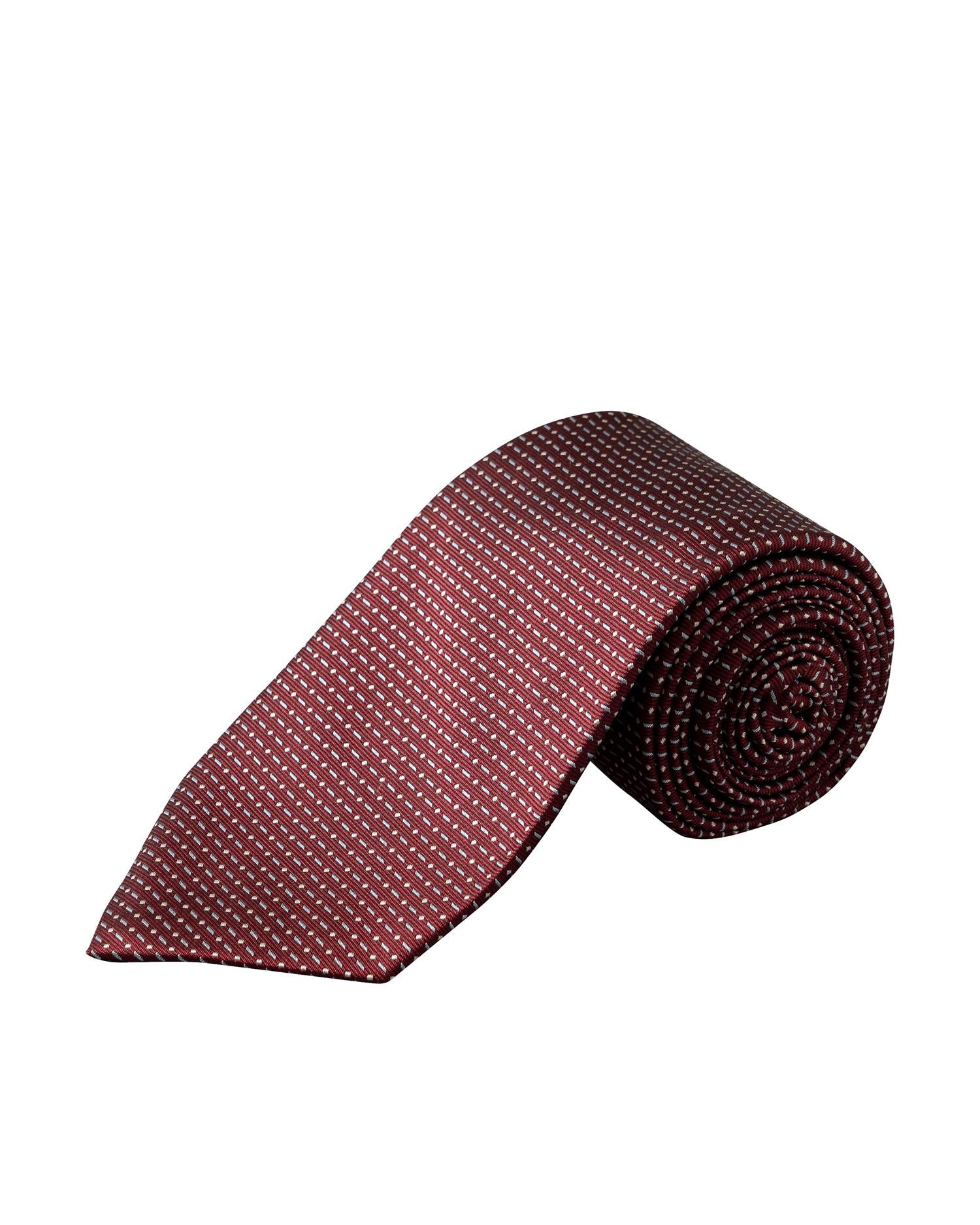 Dark Red Pin-Dot Woven Silk Tie