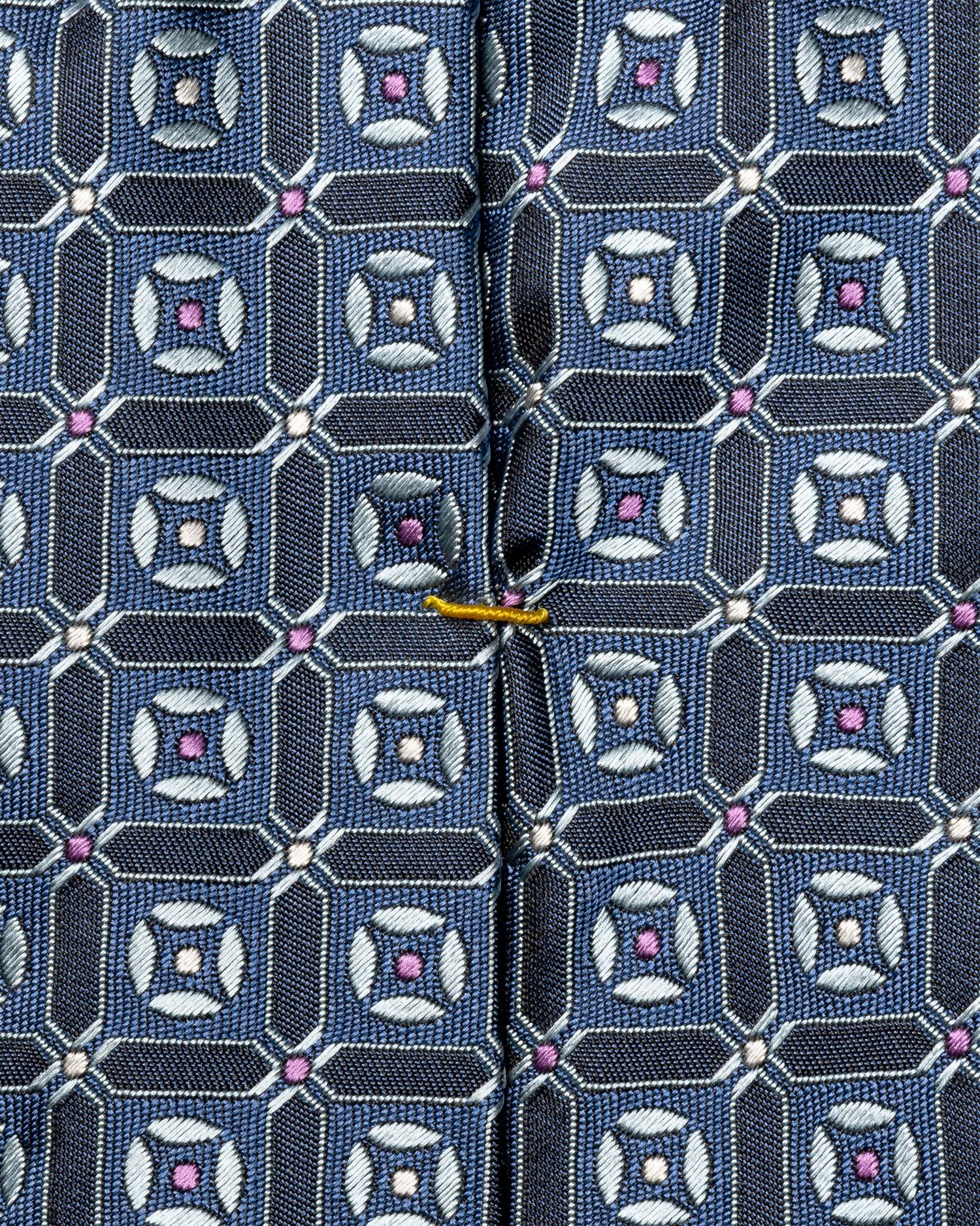 Dark blue Geometric Woven Silk Tie