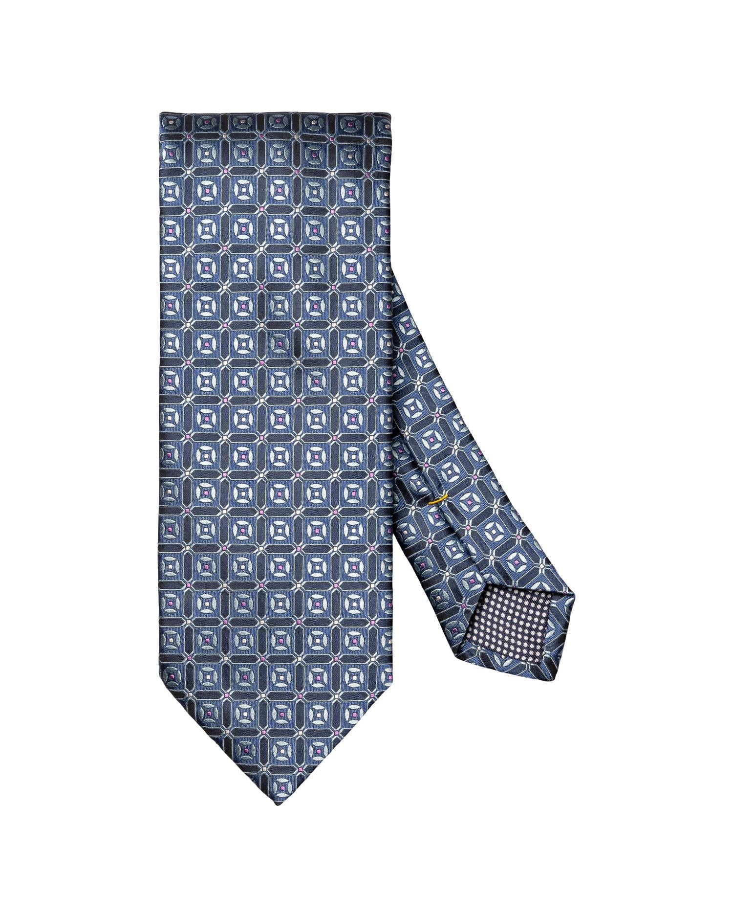 Dark blue Geometric Woven Silk Tie