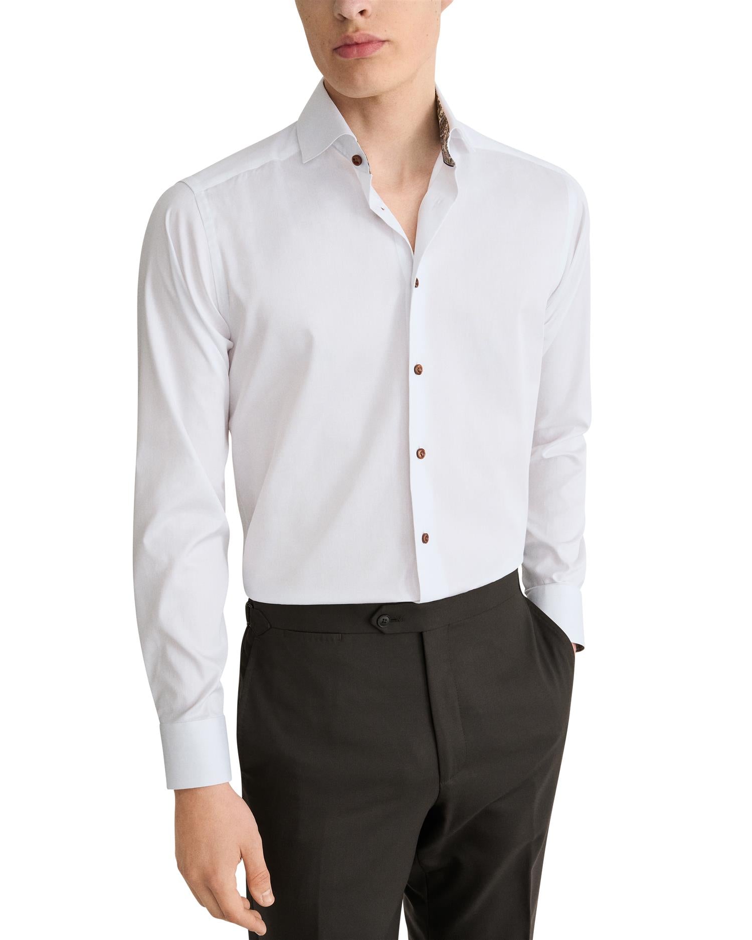 White Paisley Effect Signature Twill Shirt