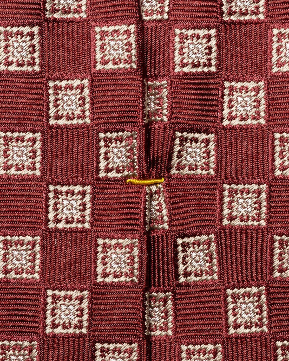 Dark Red Medallion Woven Silk Tie
