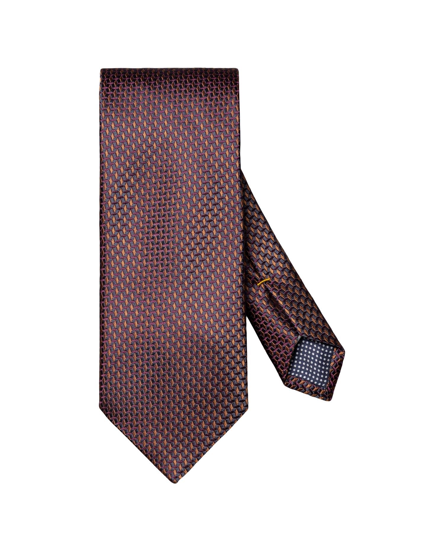 Brown Micro Geometric Woven Silk Tie
