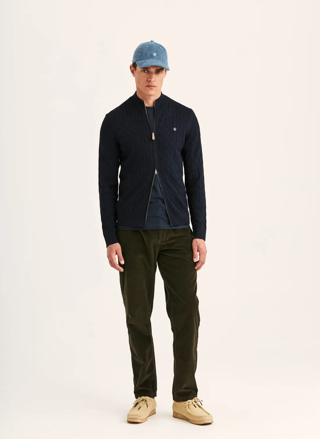 Merino Cable Zip Cardigan