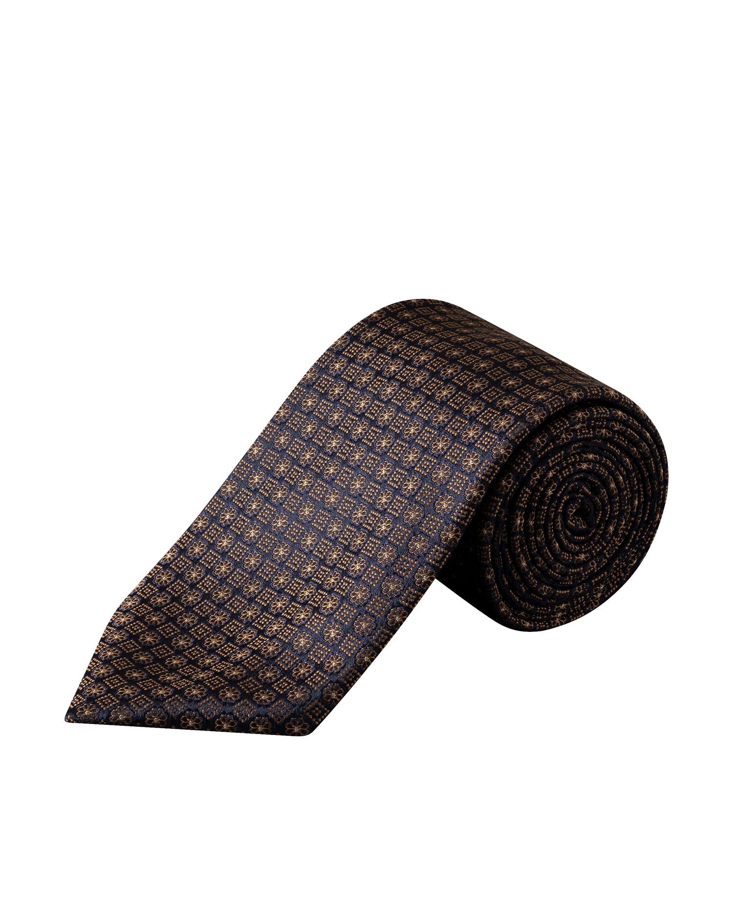 Yellow Medallion Woven Silk Tie
