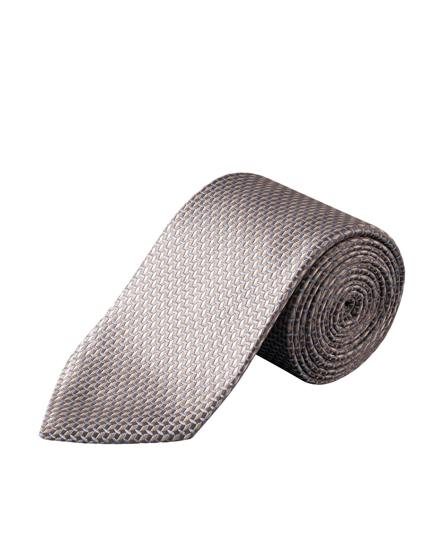 Beige Micro Geometric Woven Silk Tie