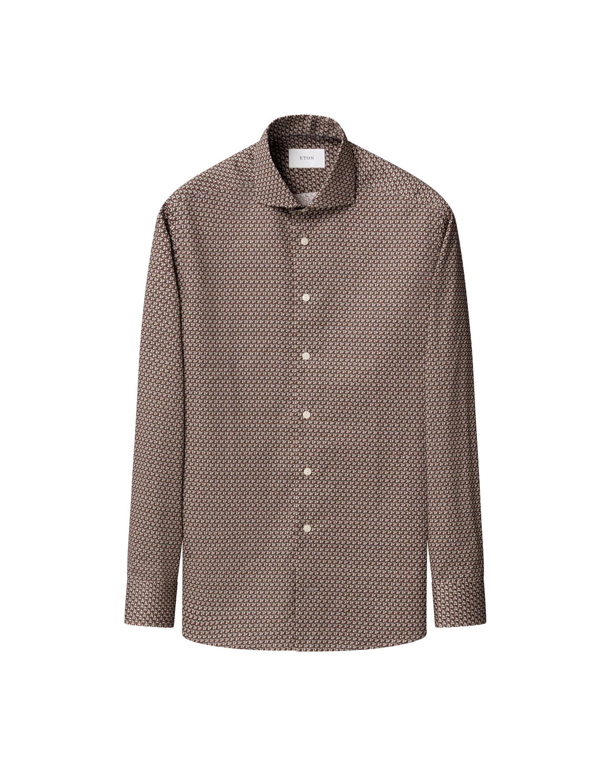 Dark Red Geometric Signature Twill Shirt