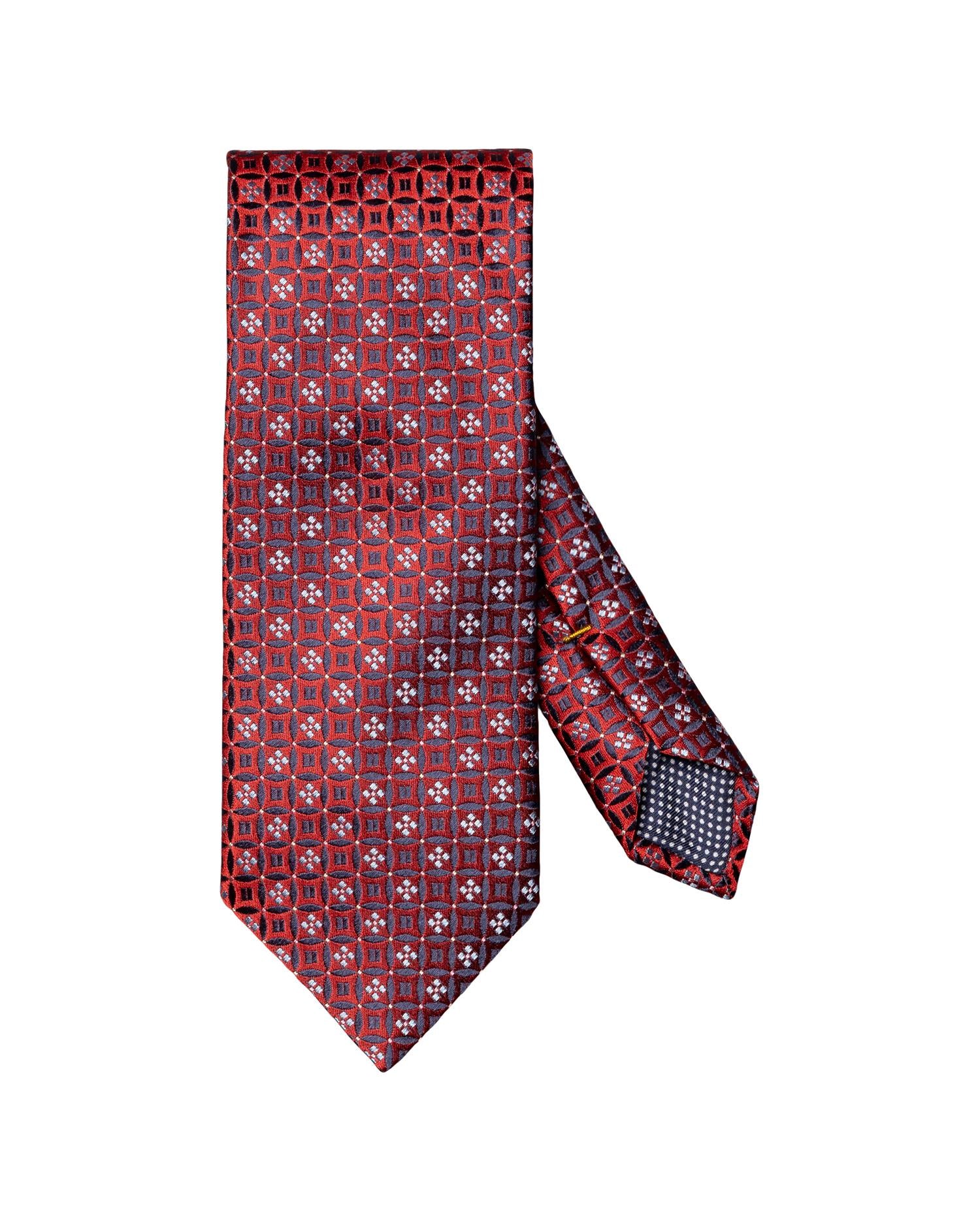 Red Geometric Woven Silk Tie