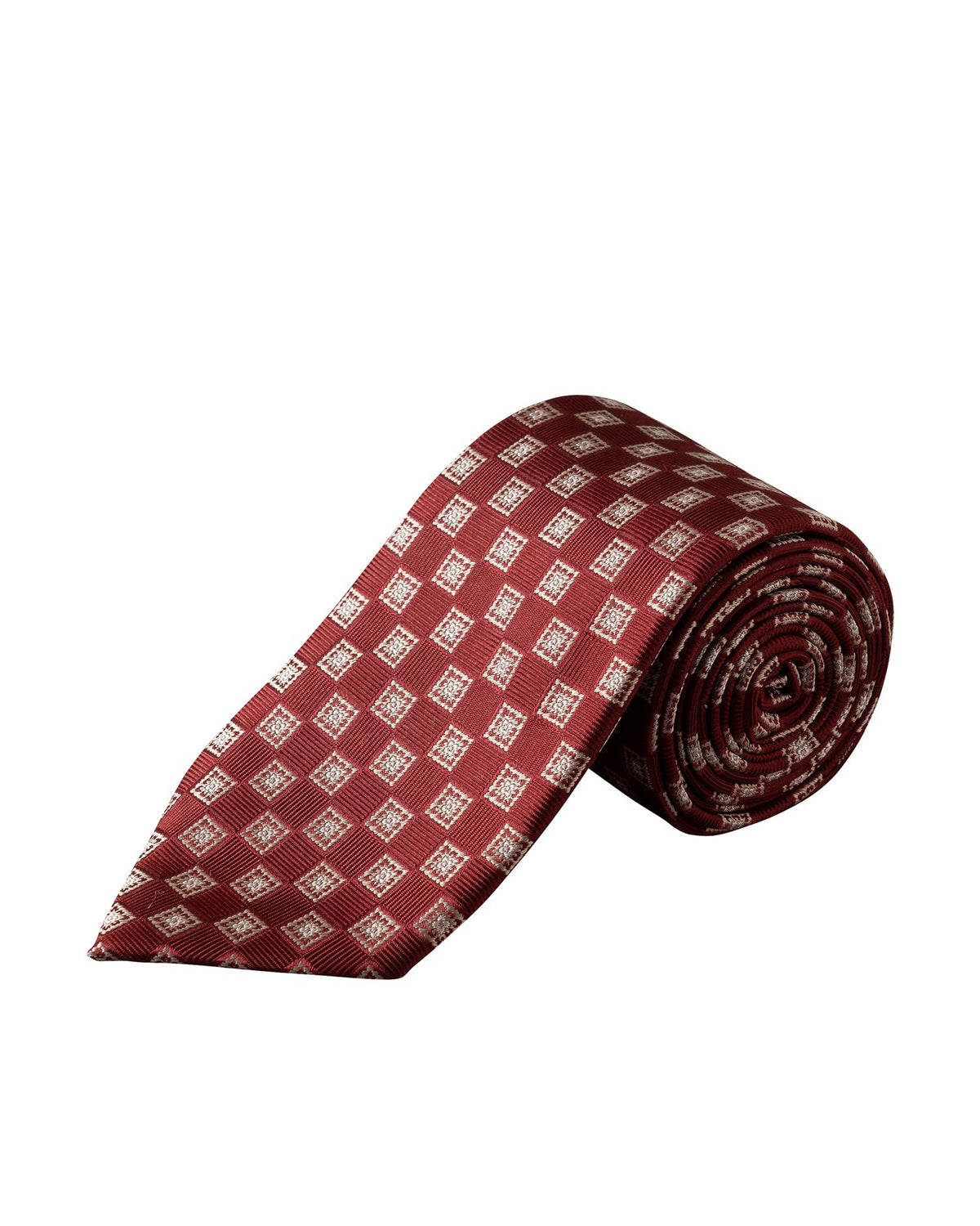 Dark Red Medallion Woven Silk Tie