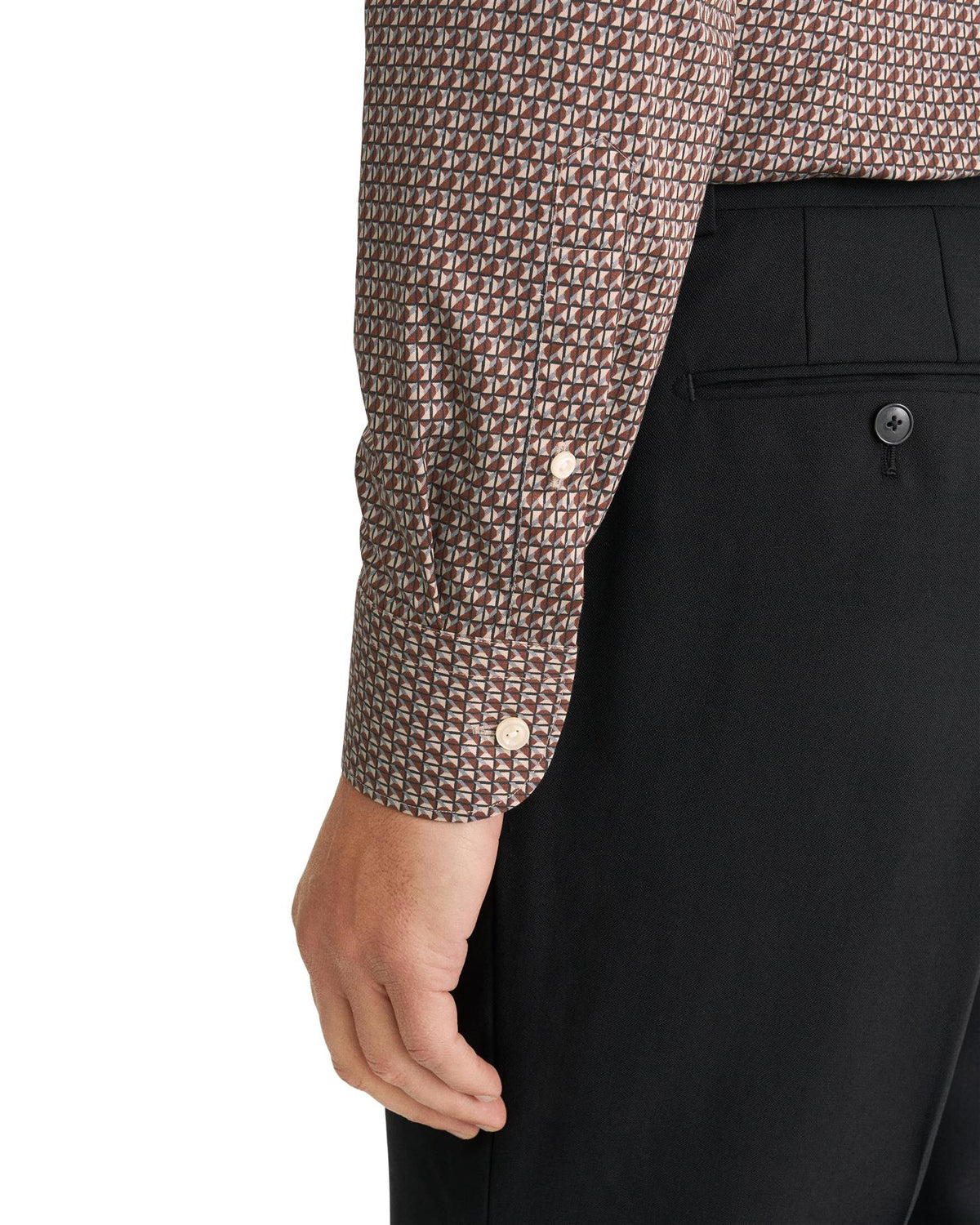 Dark Red Geometric Signature Twill Shirt