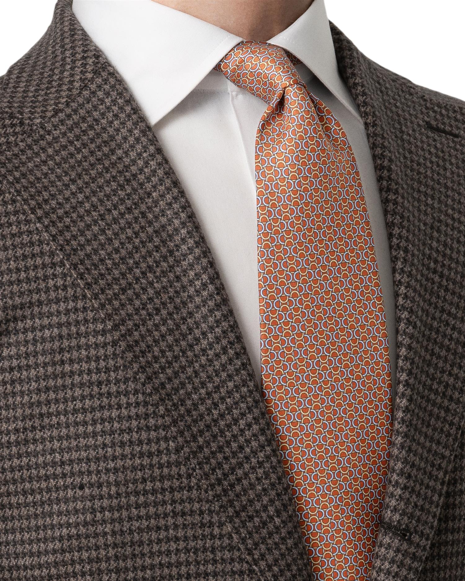 Orange Geometric Printed Silk Tie