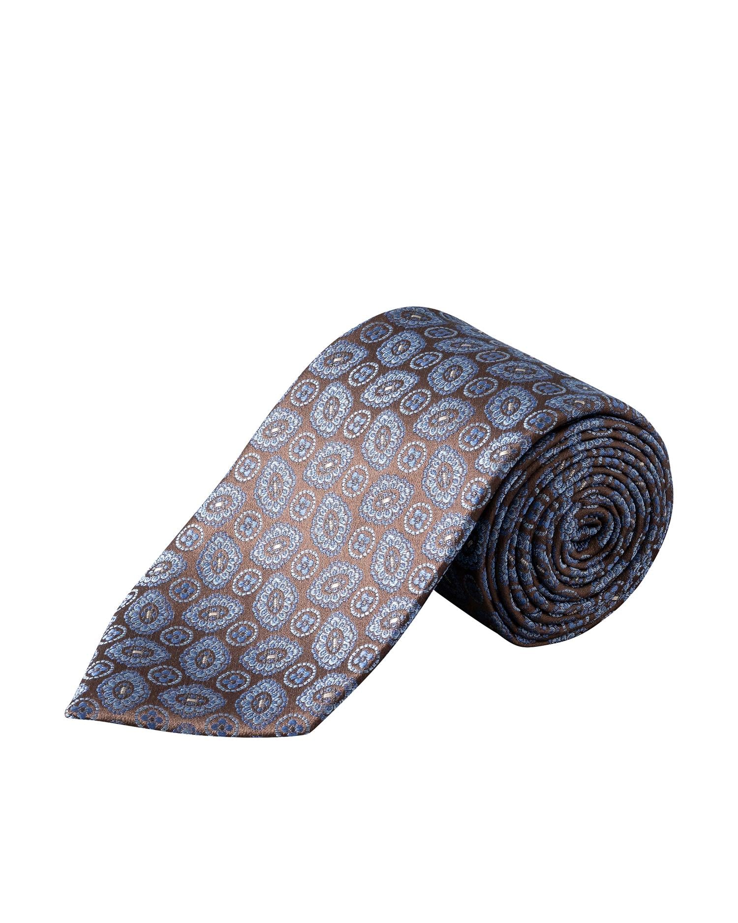 Brown Medallion Woven Silk Tie