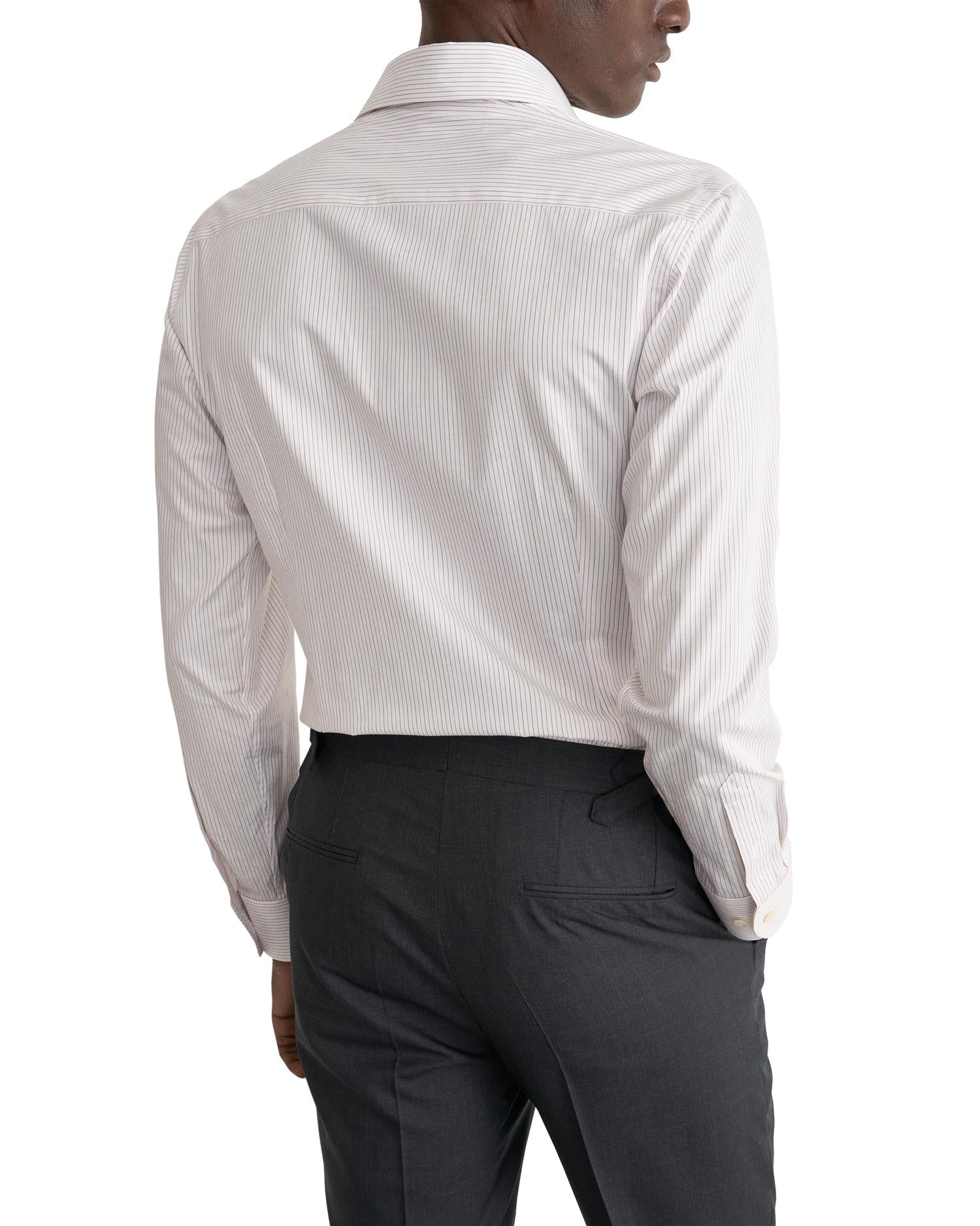 Orange Striped Fine Twill Shirt