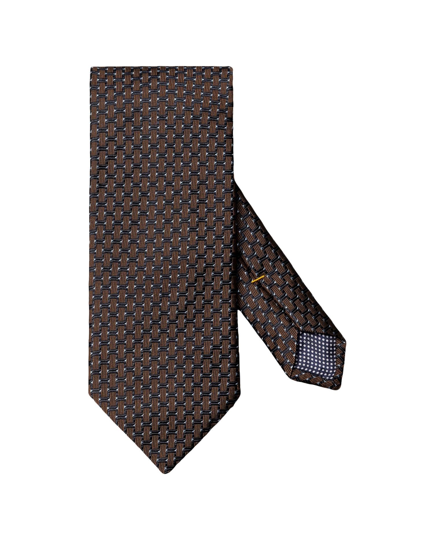Brown Geometric Woven Silk Tie