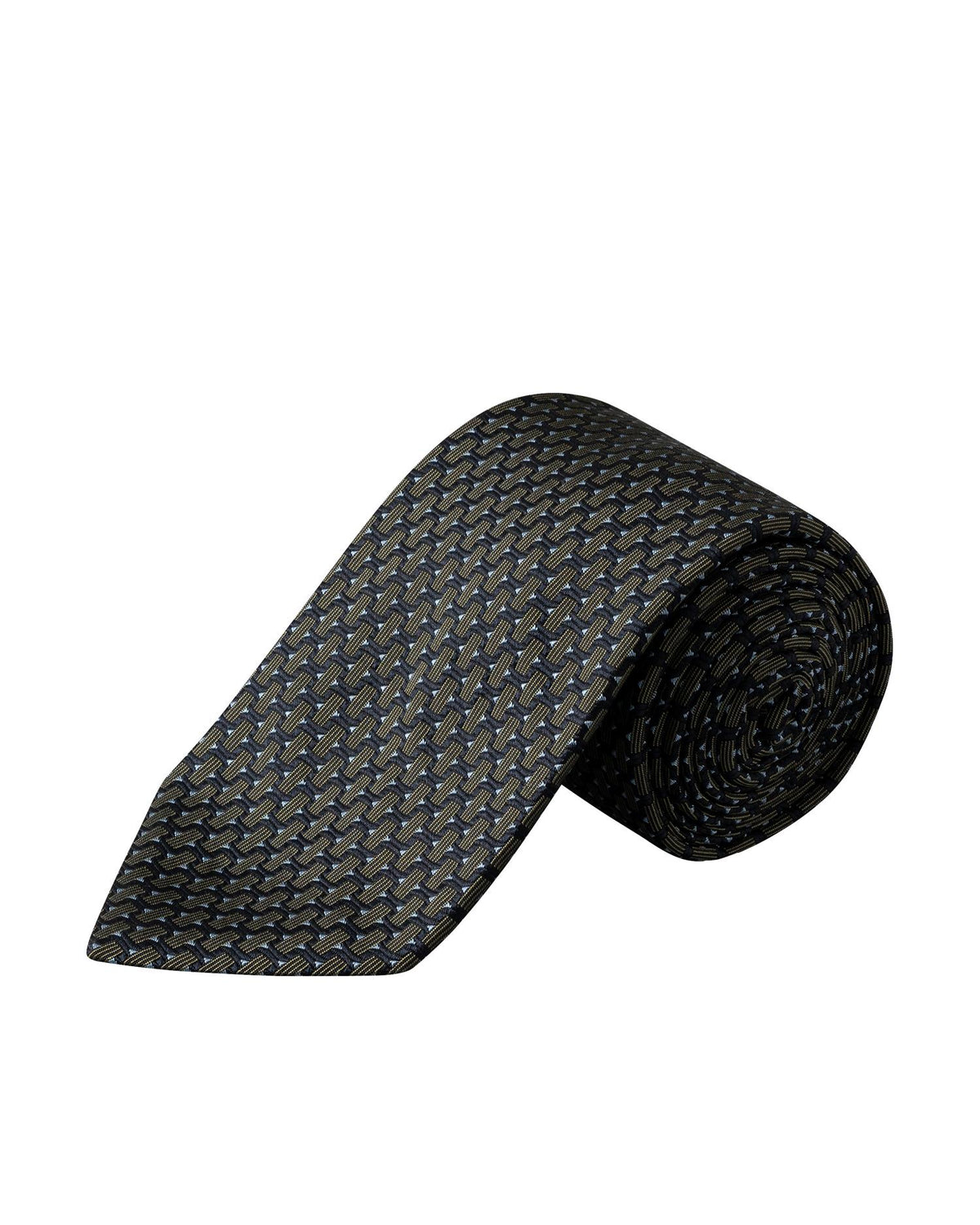 Dark green Geometric Woven Silk Tie