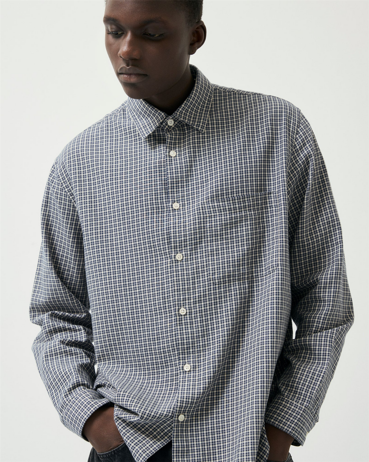 Relaxed LS Shirt - Navy Check