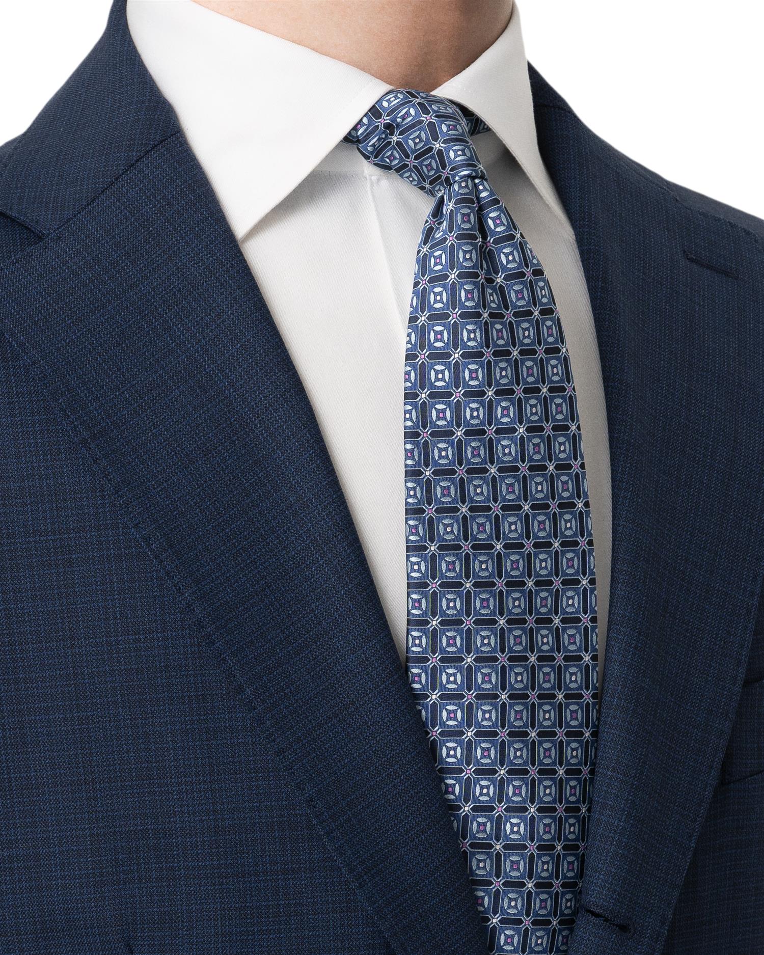 Dark blue Geometric Woven Silk Tie