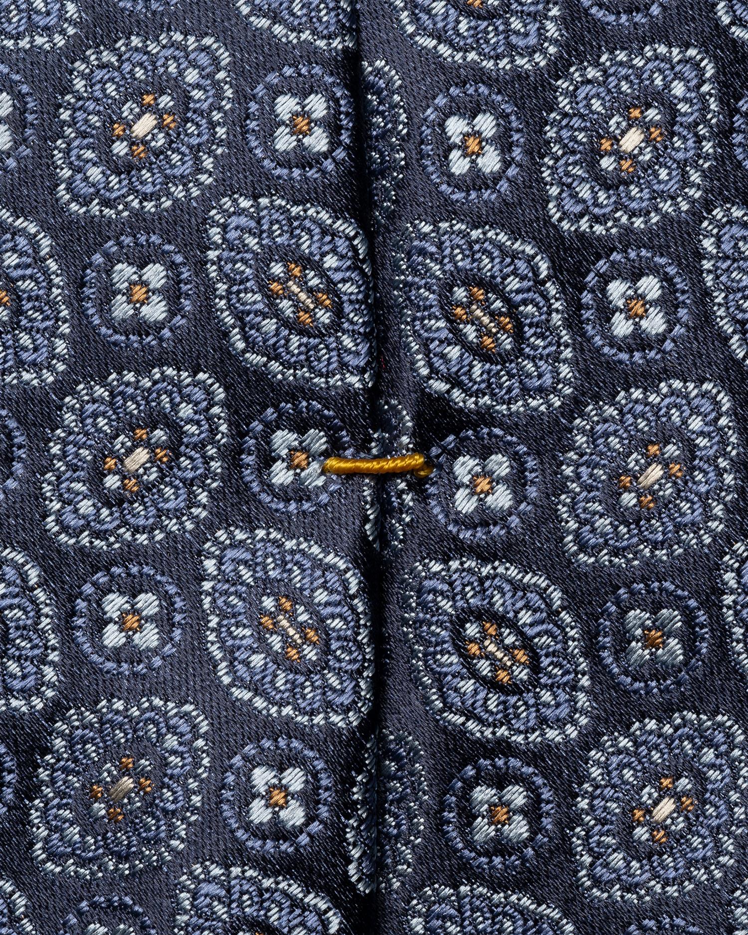 Dark blue Medallion Woven Silk Tie