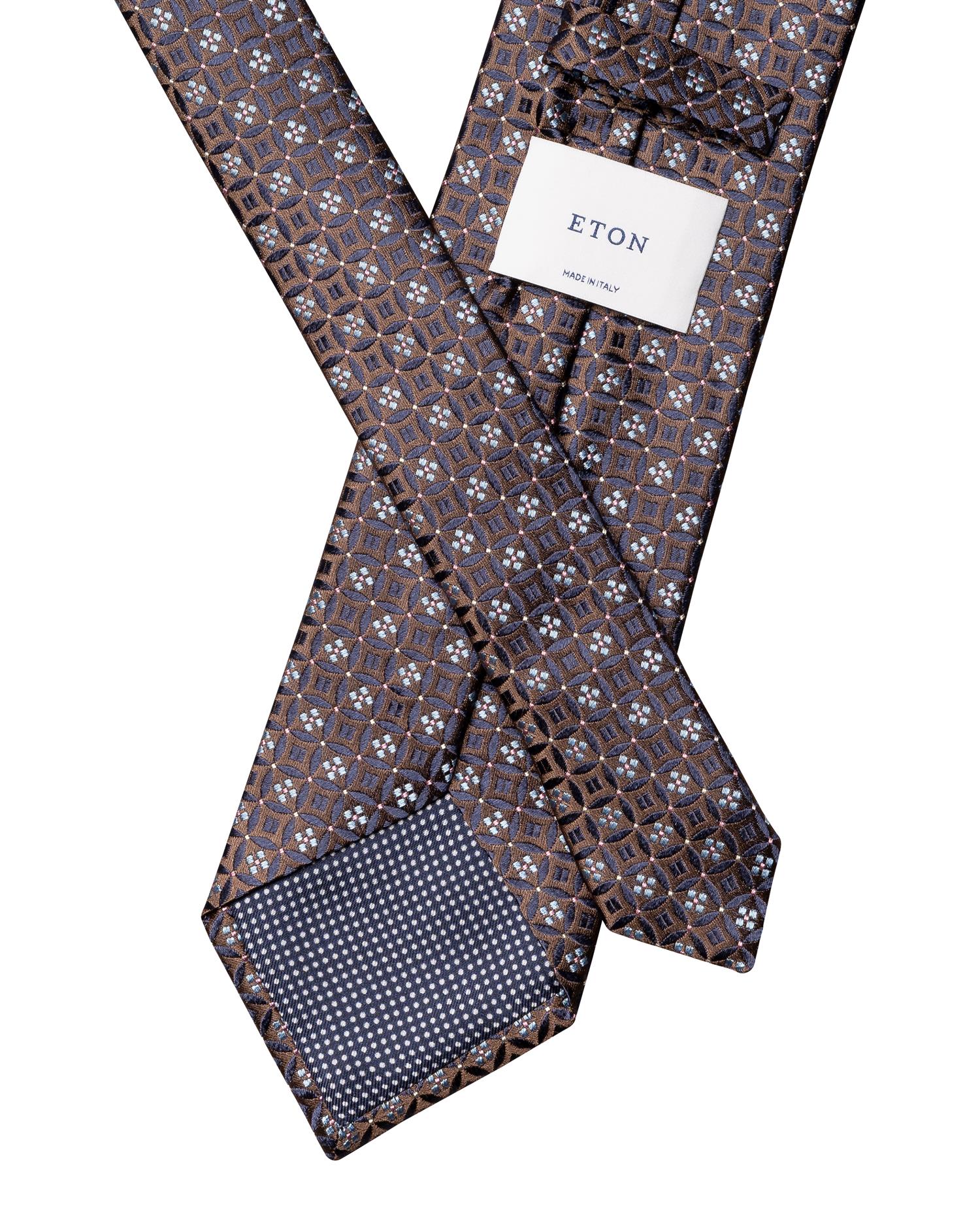 Brown Floral Medallion Woven Silk Tie