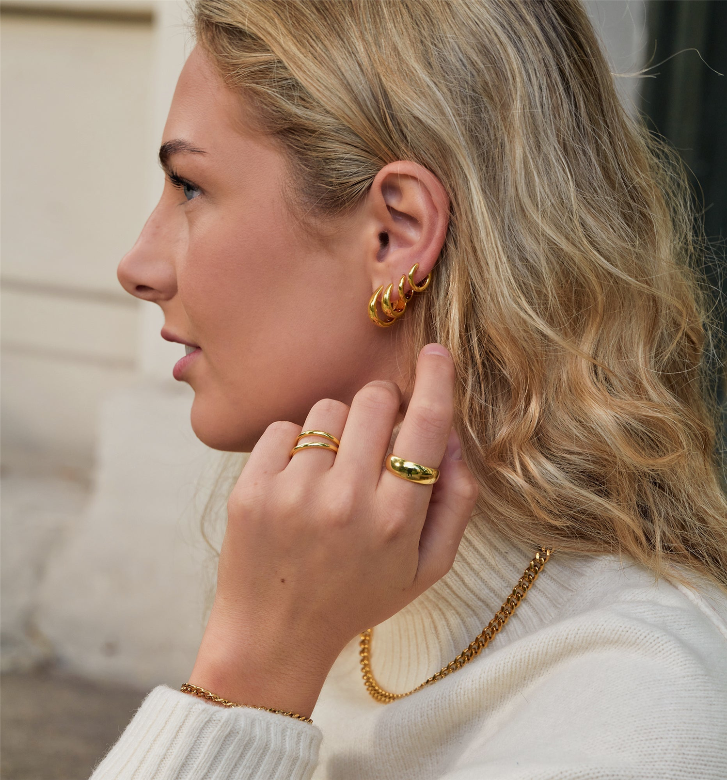 Store Firenze Hoops med diamanter