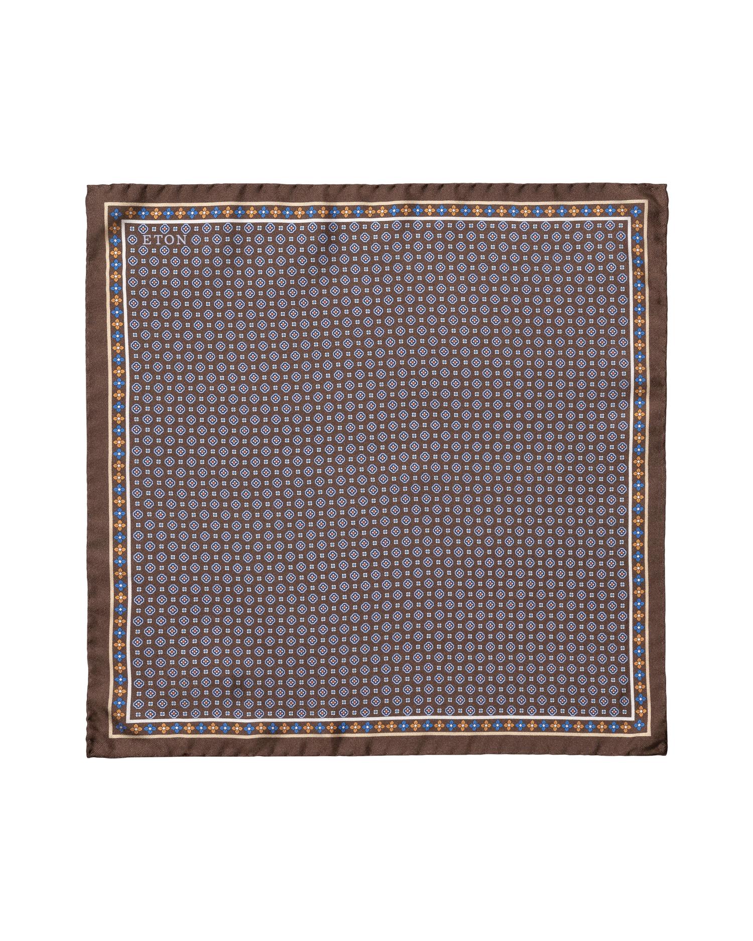 Brown Floral Silk Twill Pocket Square