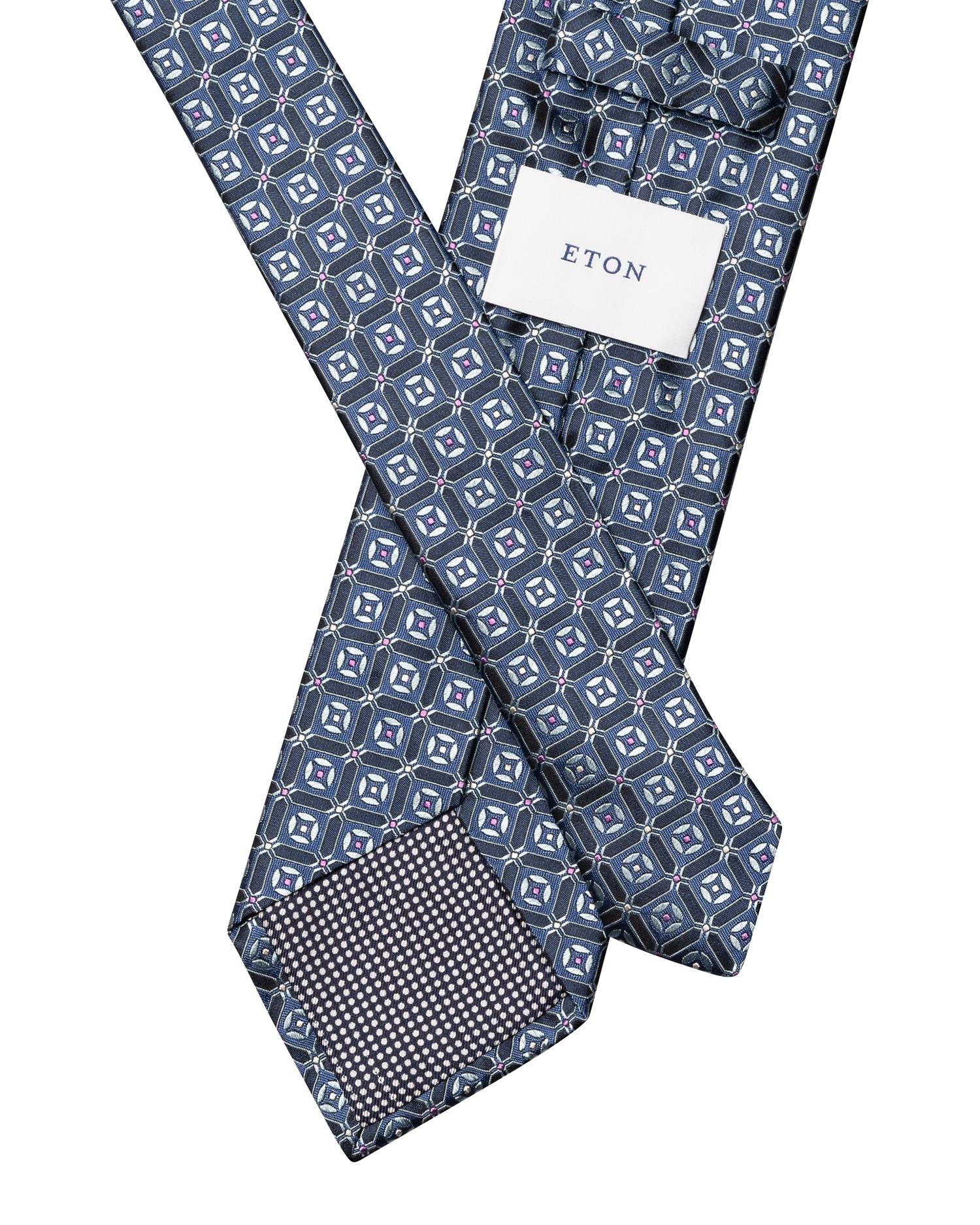 Dark blue Geometric Woven Silk Tie