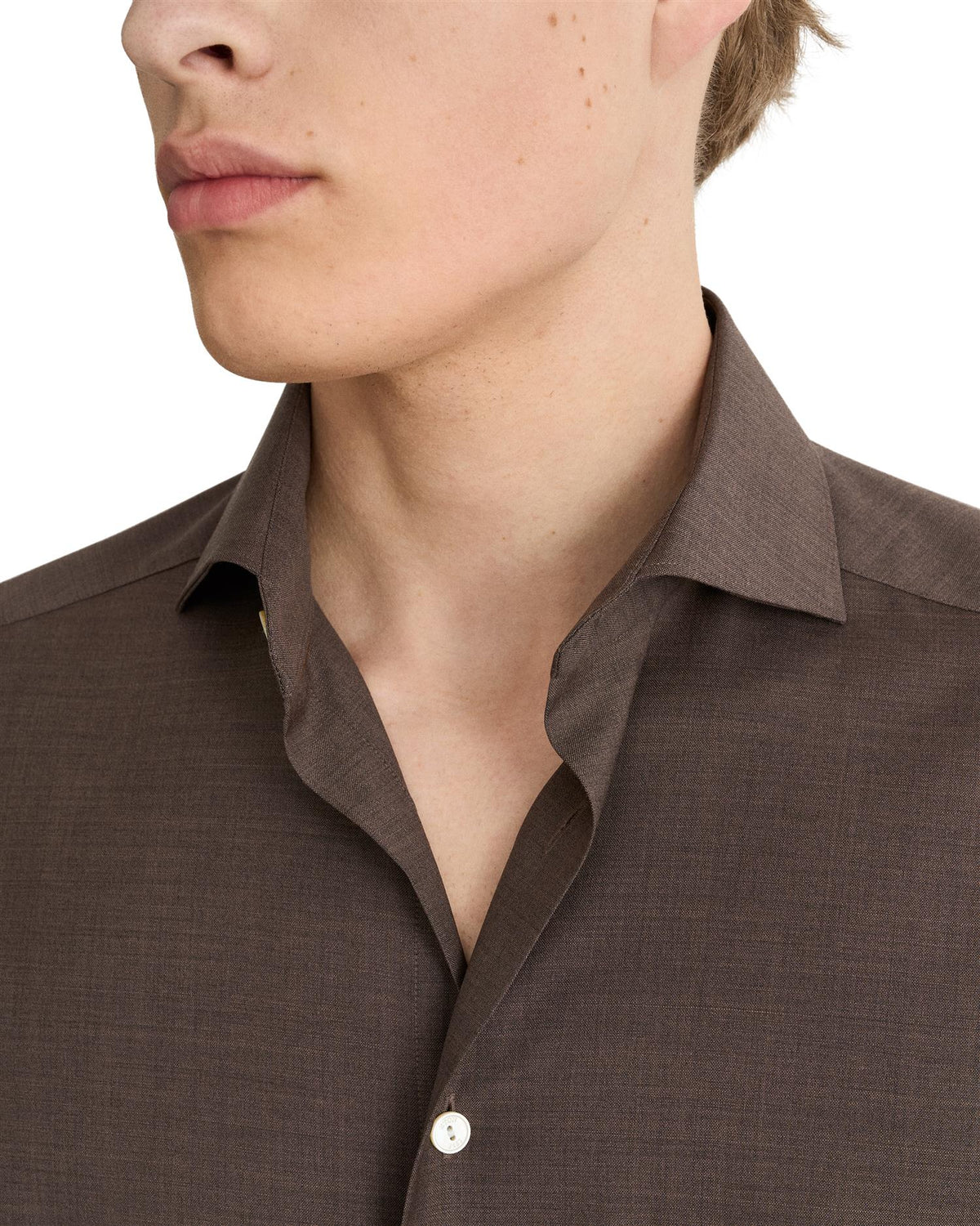 Brown Solid Merino Shirt