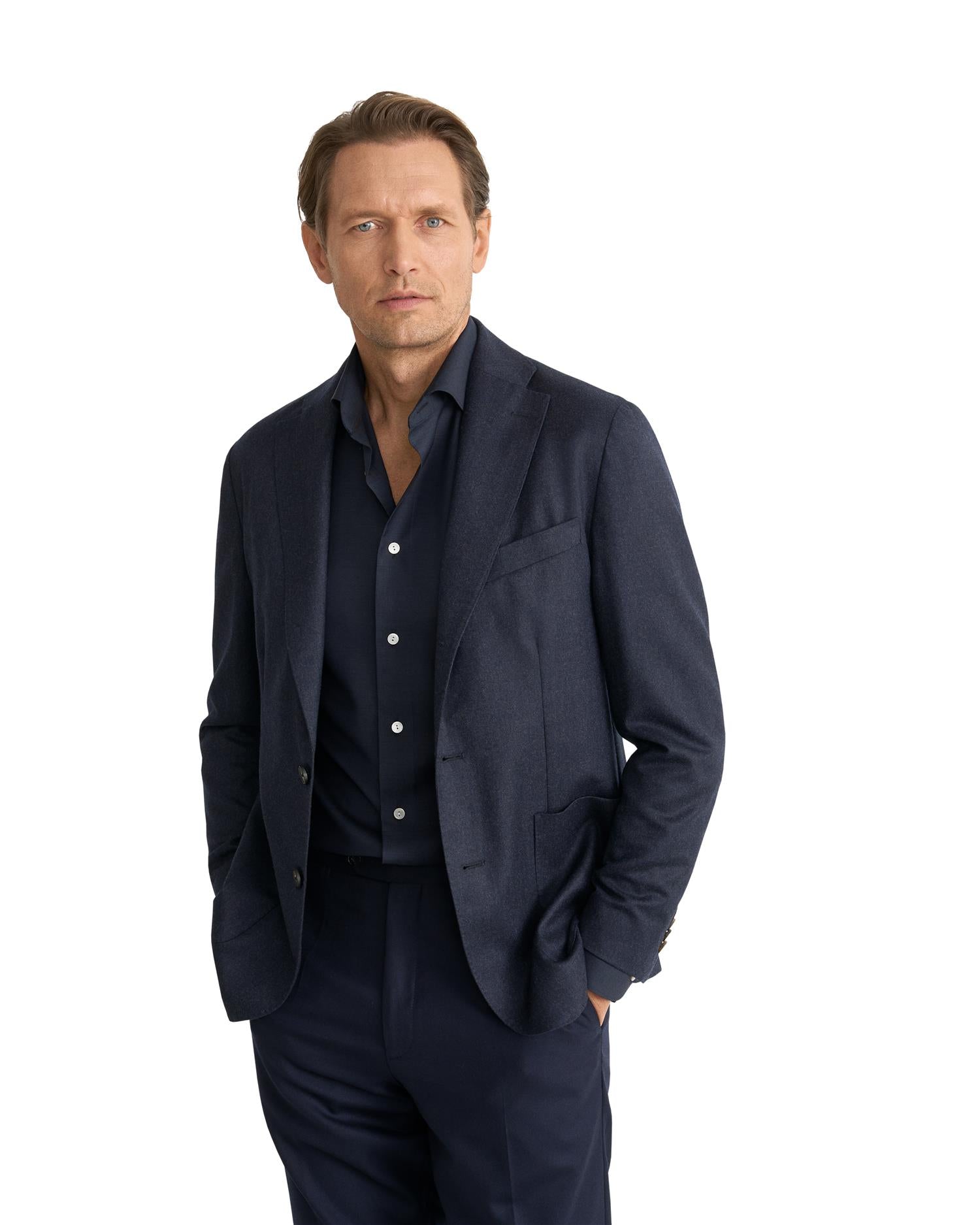 Navy blue Solid Merino Shirt