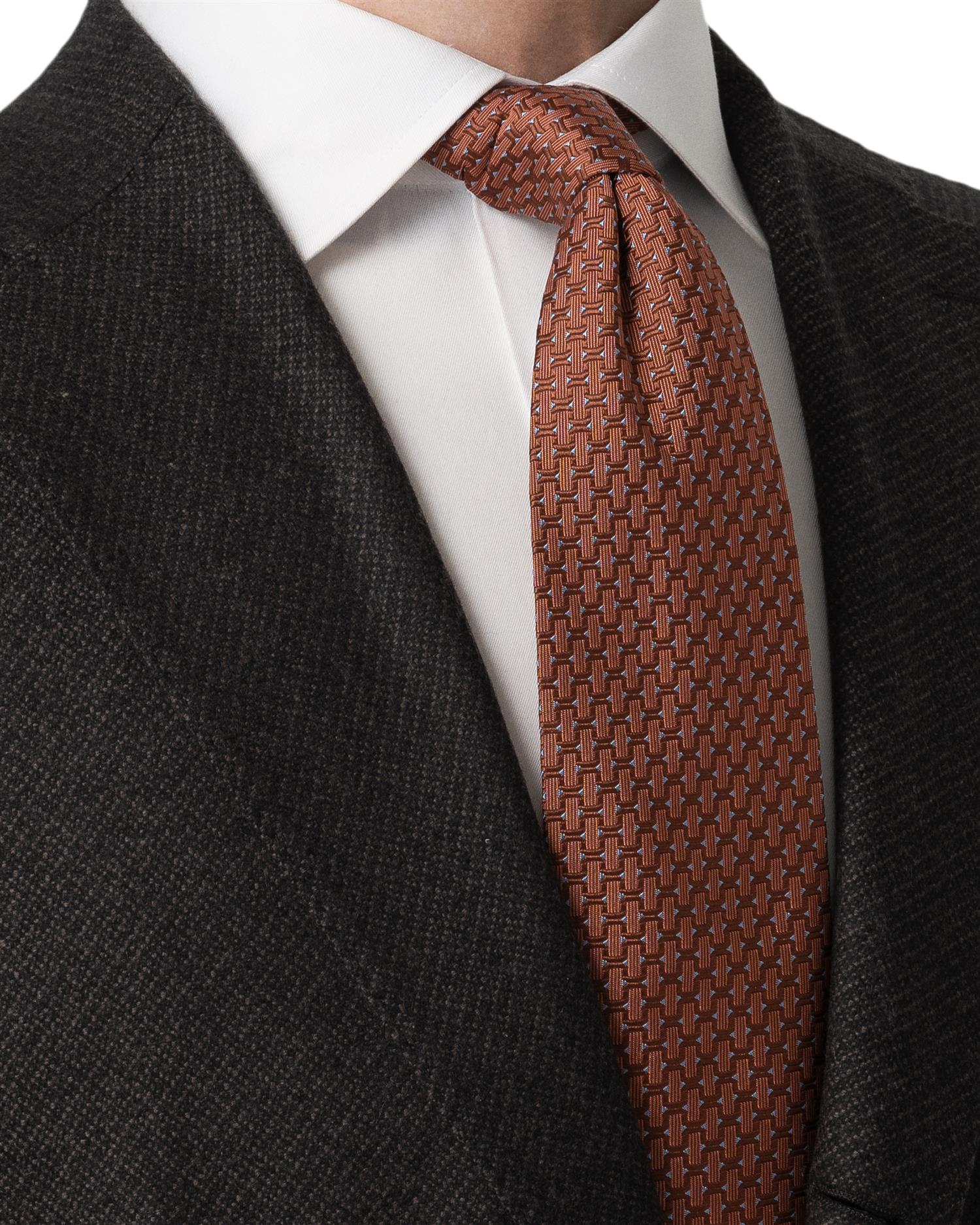 Orange Geometric Woven Silk Tie