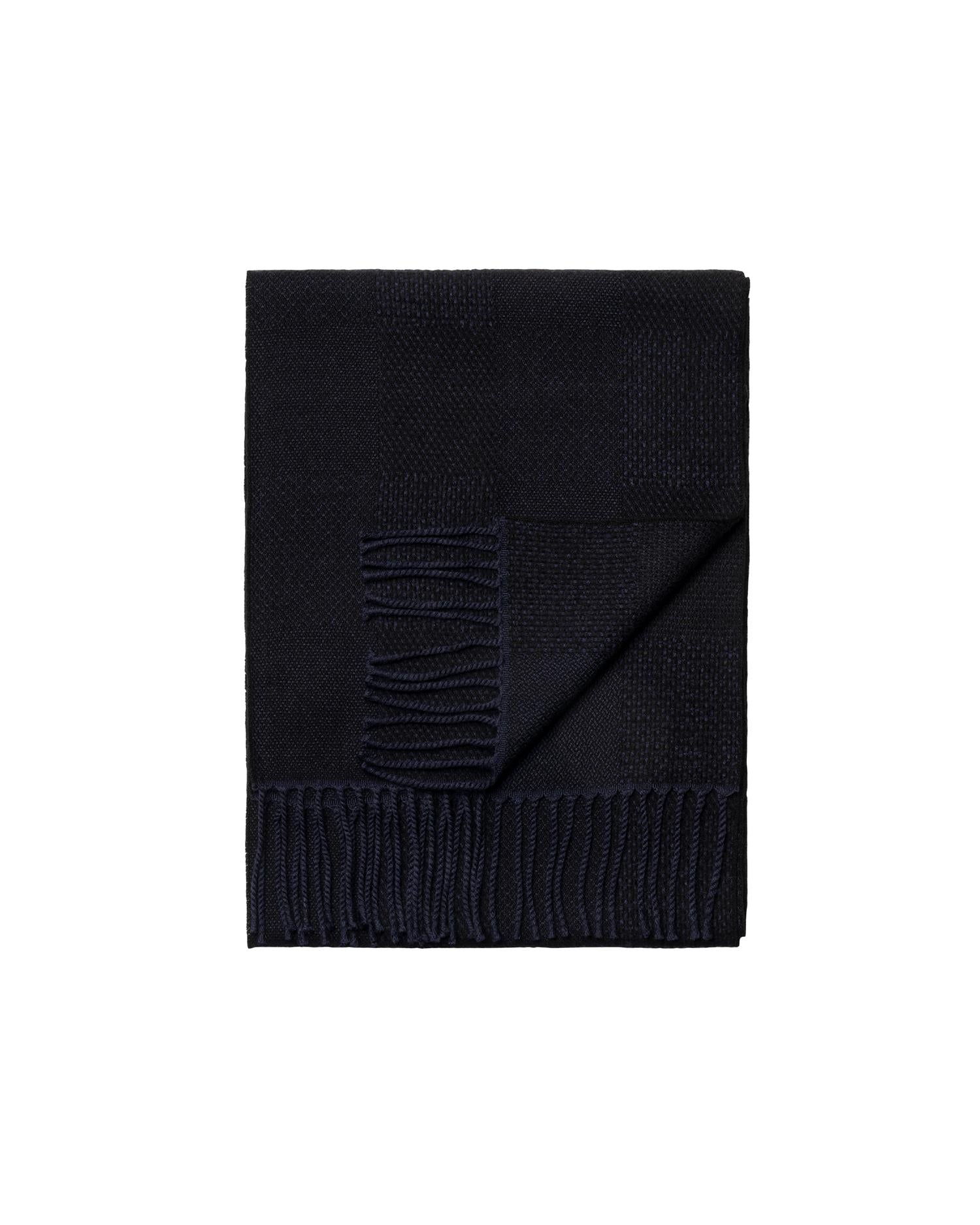 Navy blue Patchwork Merino Wool Scarf