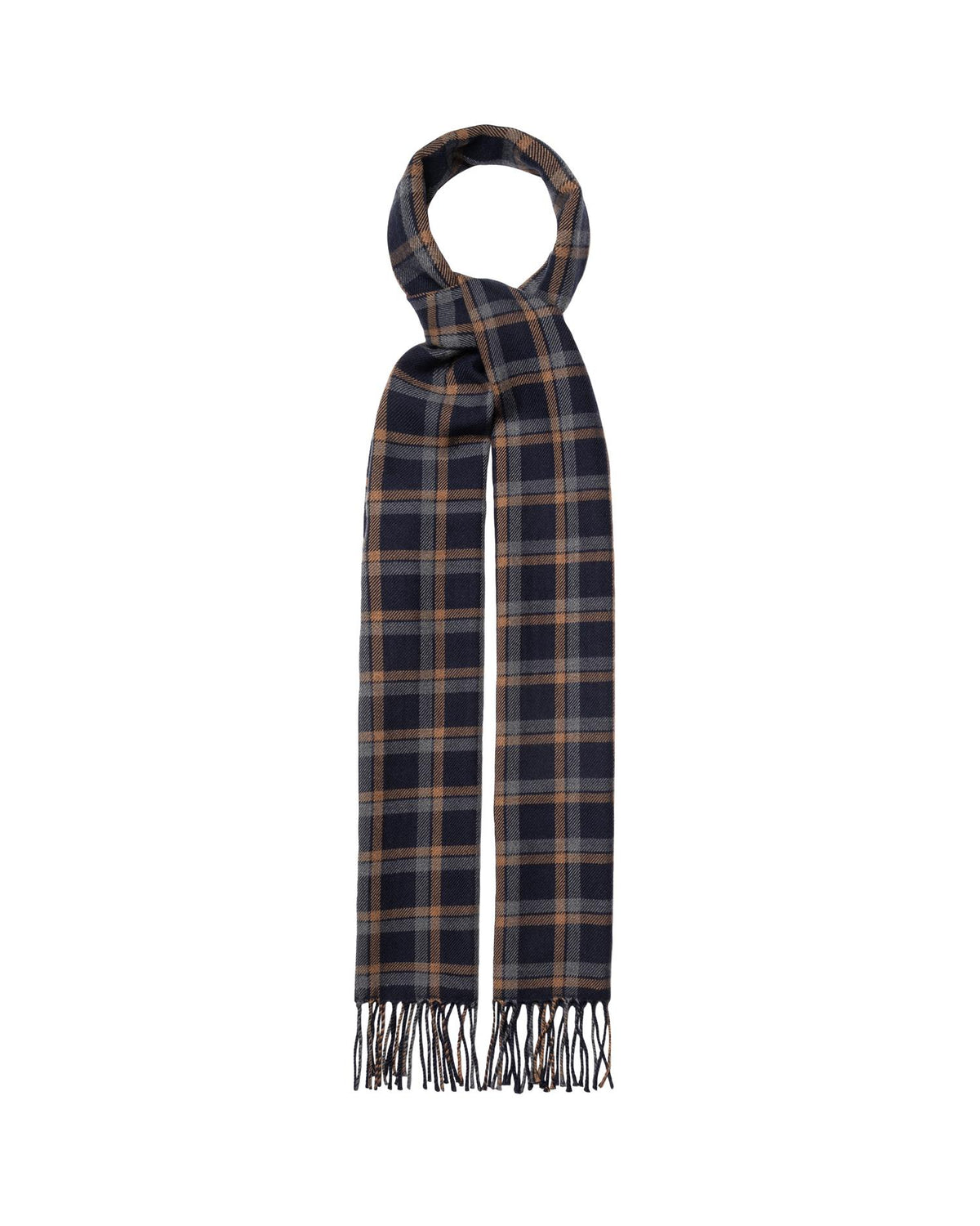 Navy blue Check Merino Wool Scarf