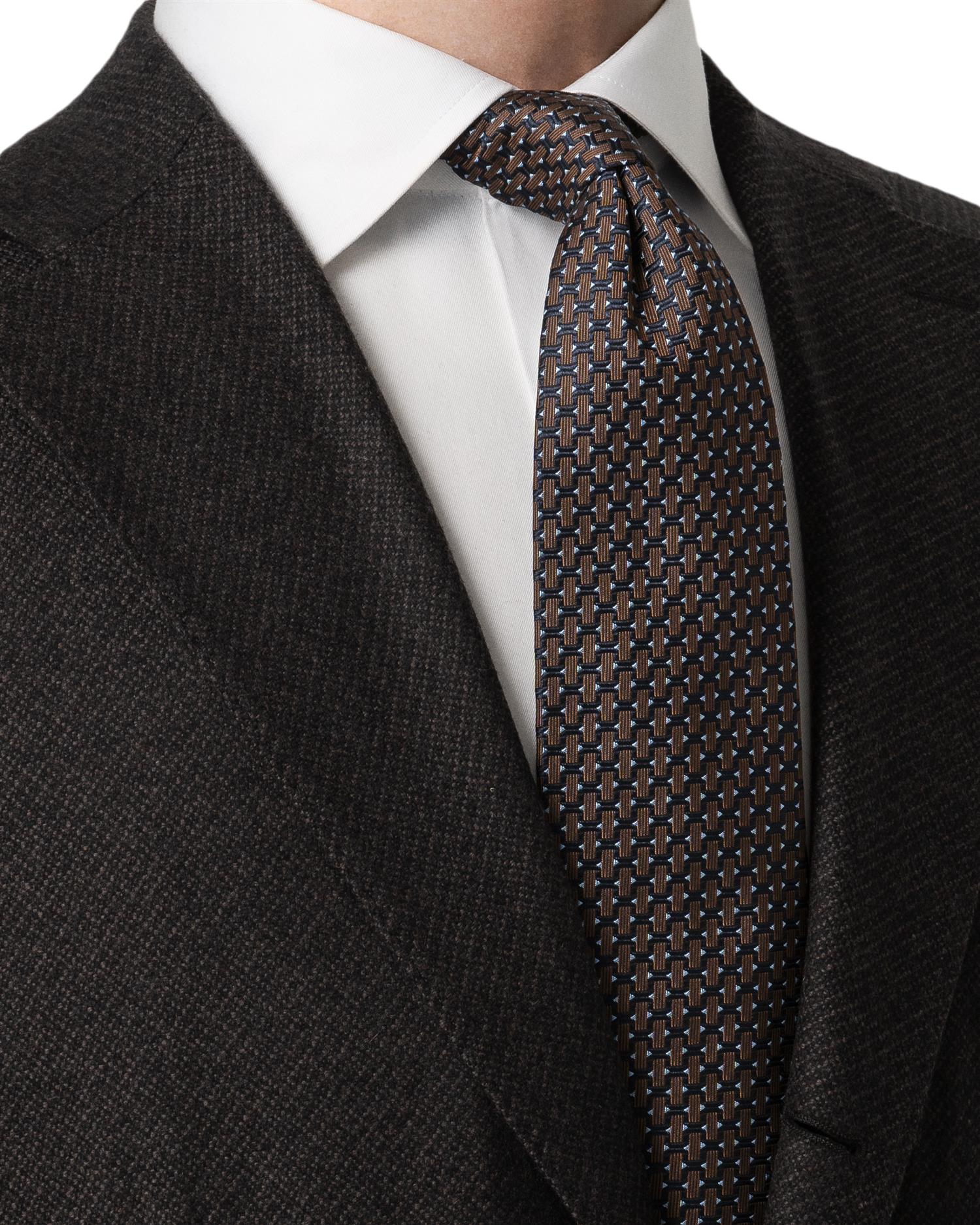 Brown Geometric Woven Silk Tie