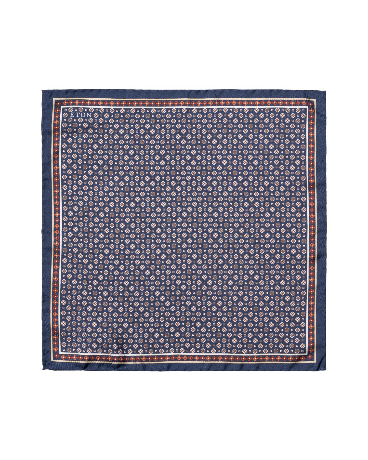 Navy blue Floral Silk Twill Pocket Square