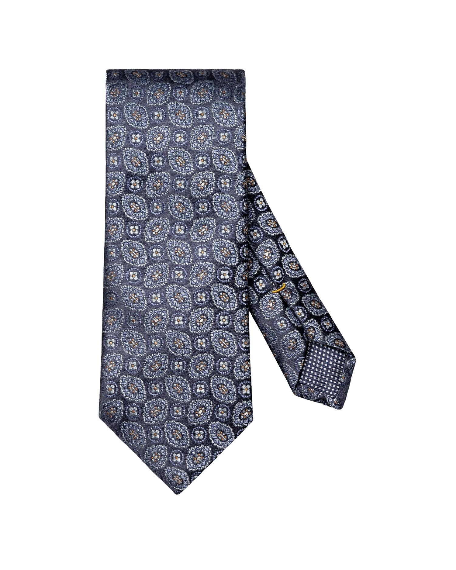 Dark blue Medallion Woven Silk Tie