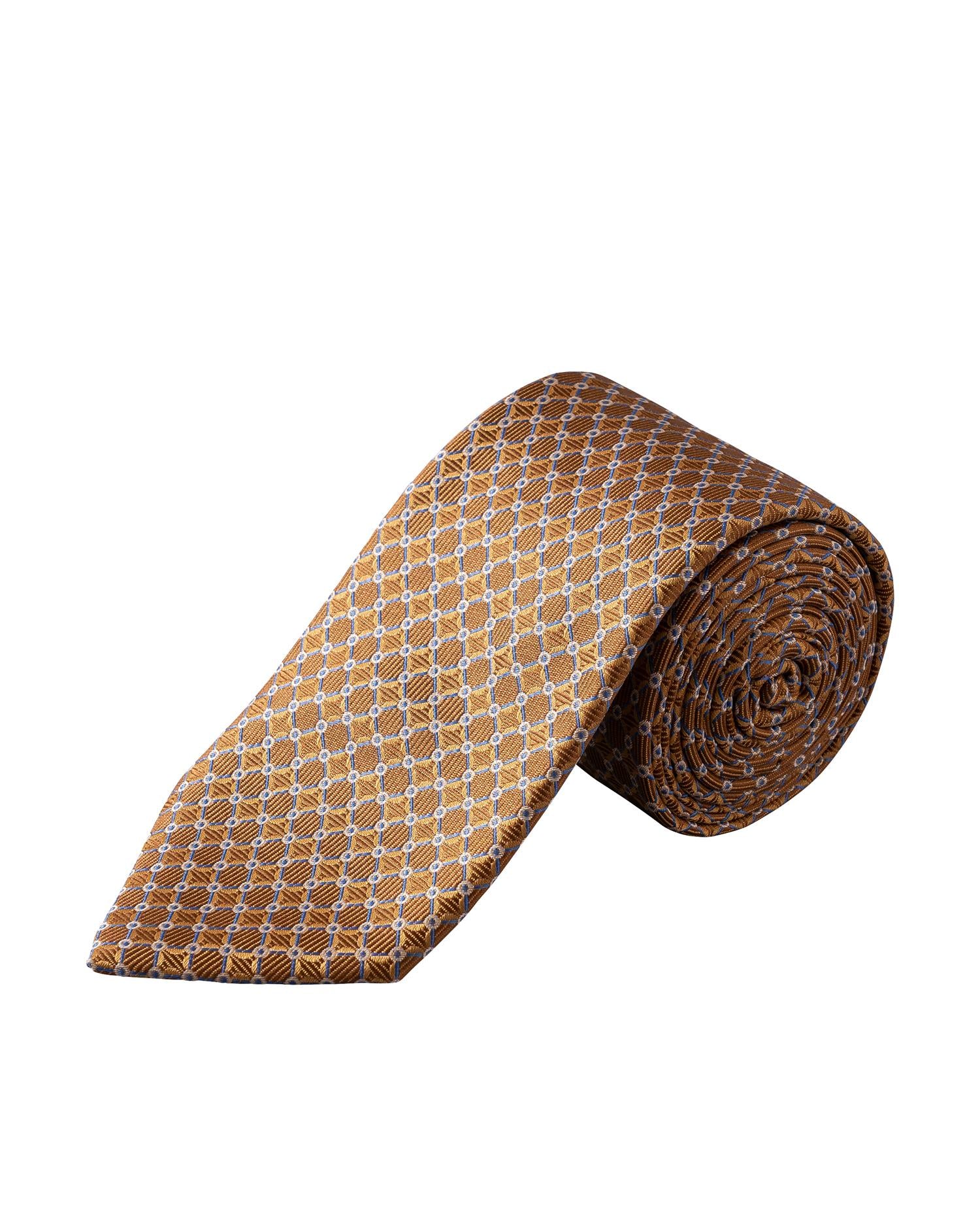 Yellow Geometric Woven Silk Tie