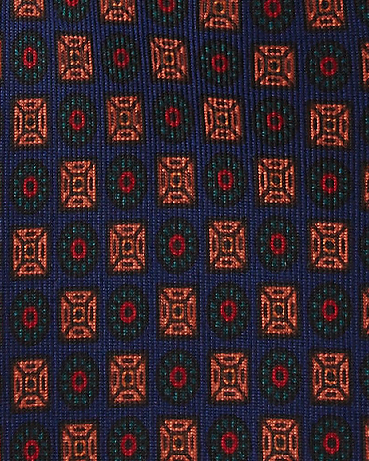 Diamond Floral Handprinted Ancient Madder Silk Tie