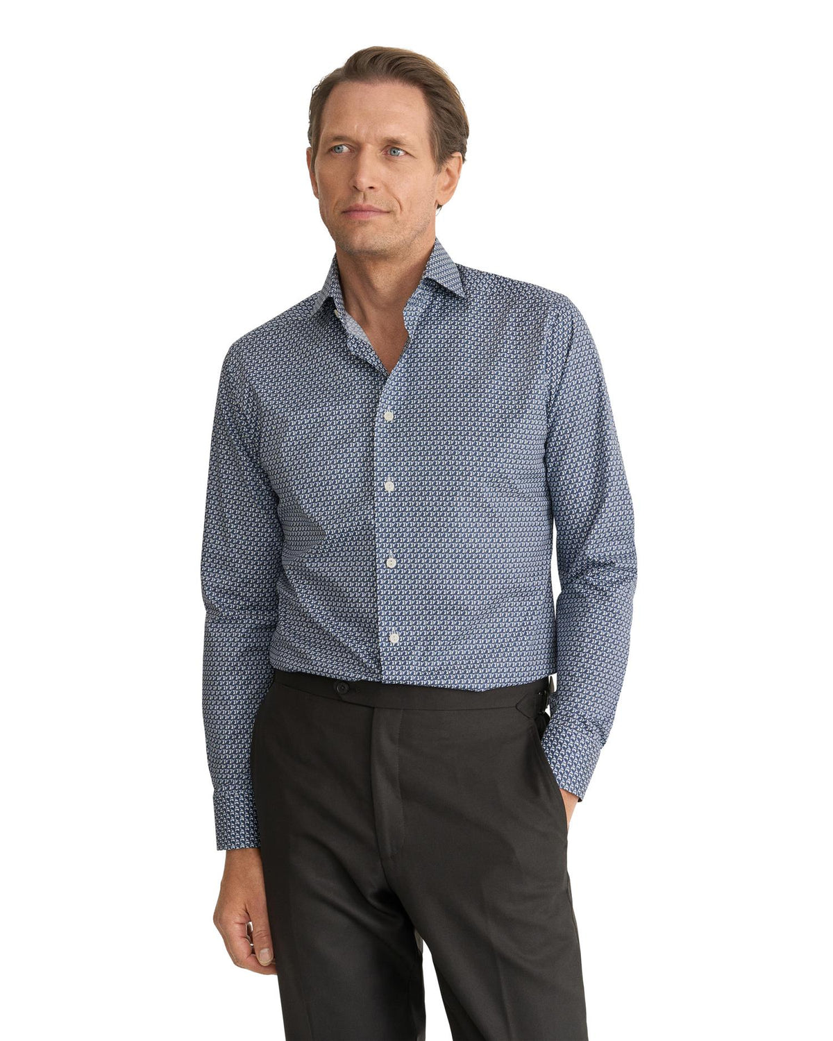 Dark blue Geometric Signature Twill Shirt