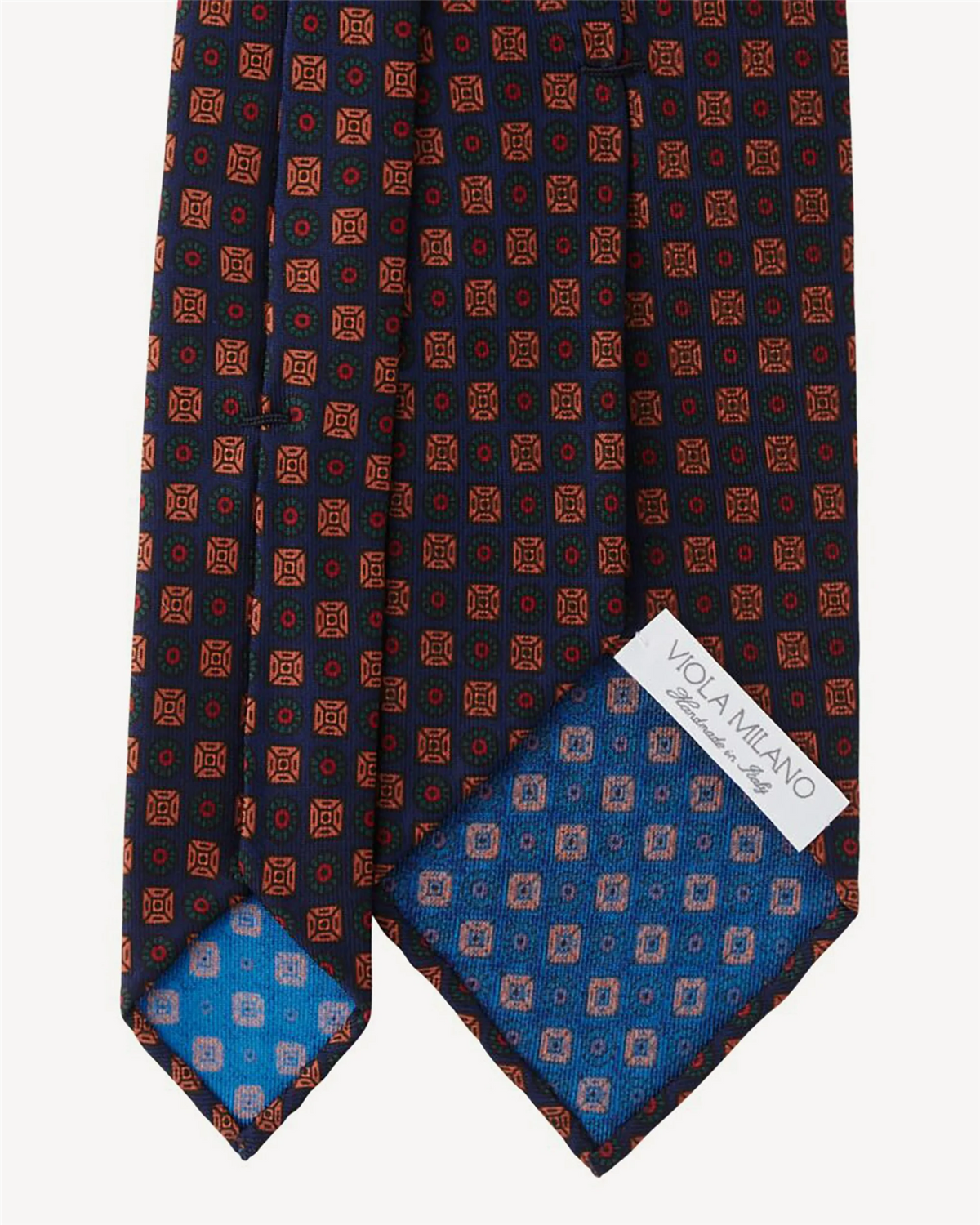 Diamond Floral Handprinted Ancient Madder Silk Tie